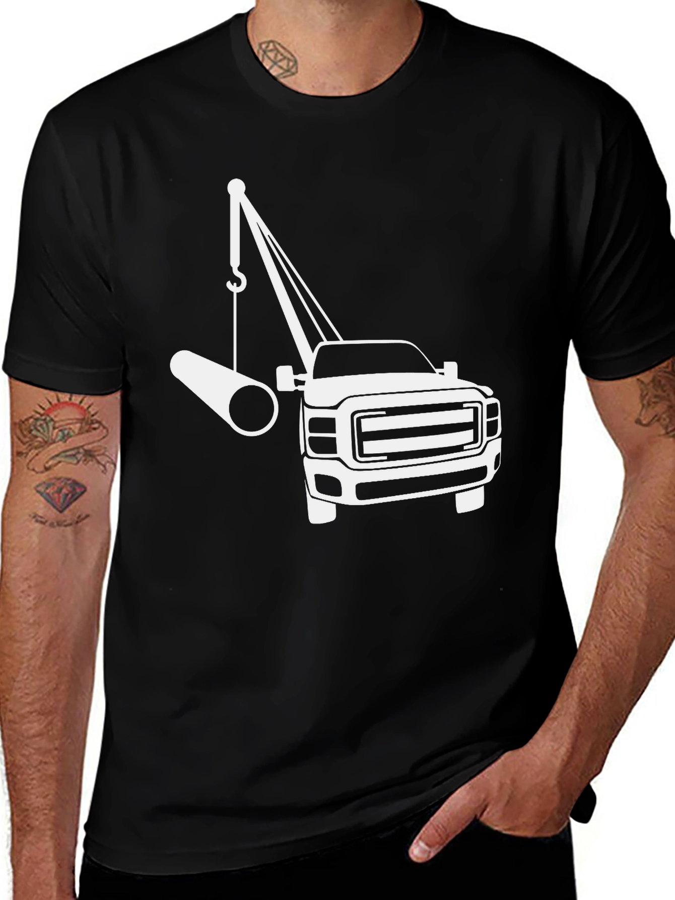 Variant 20 of Crane Truck T-Shirt - Black Graphic Tee