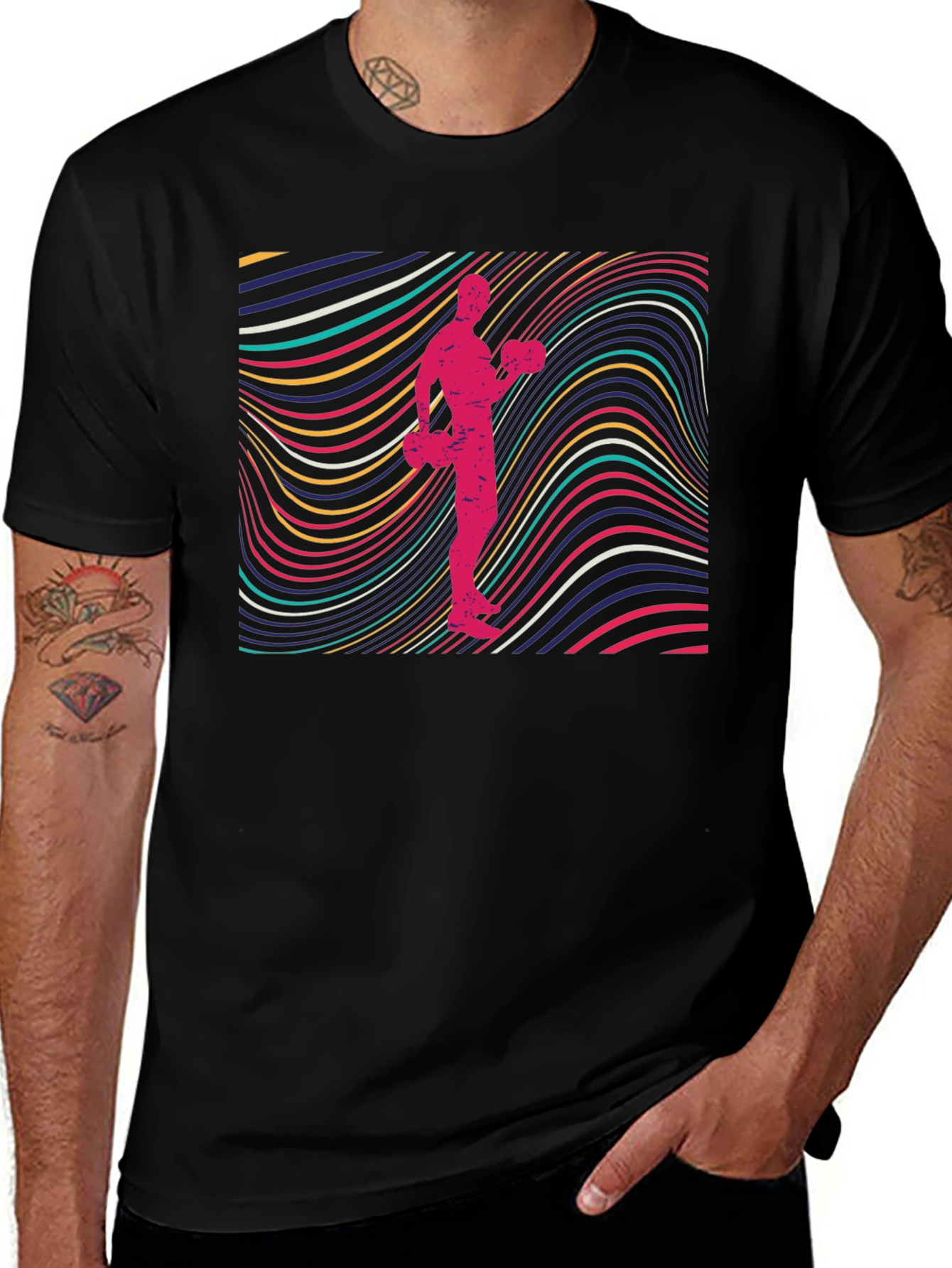 Variant 24 of Retro Fitness T-Shirt - Black Graphic Tee