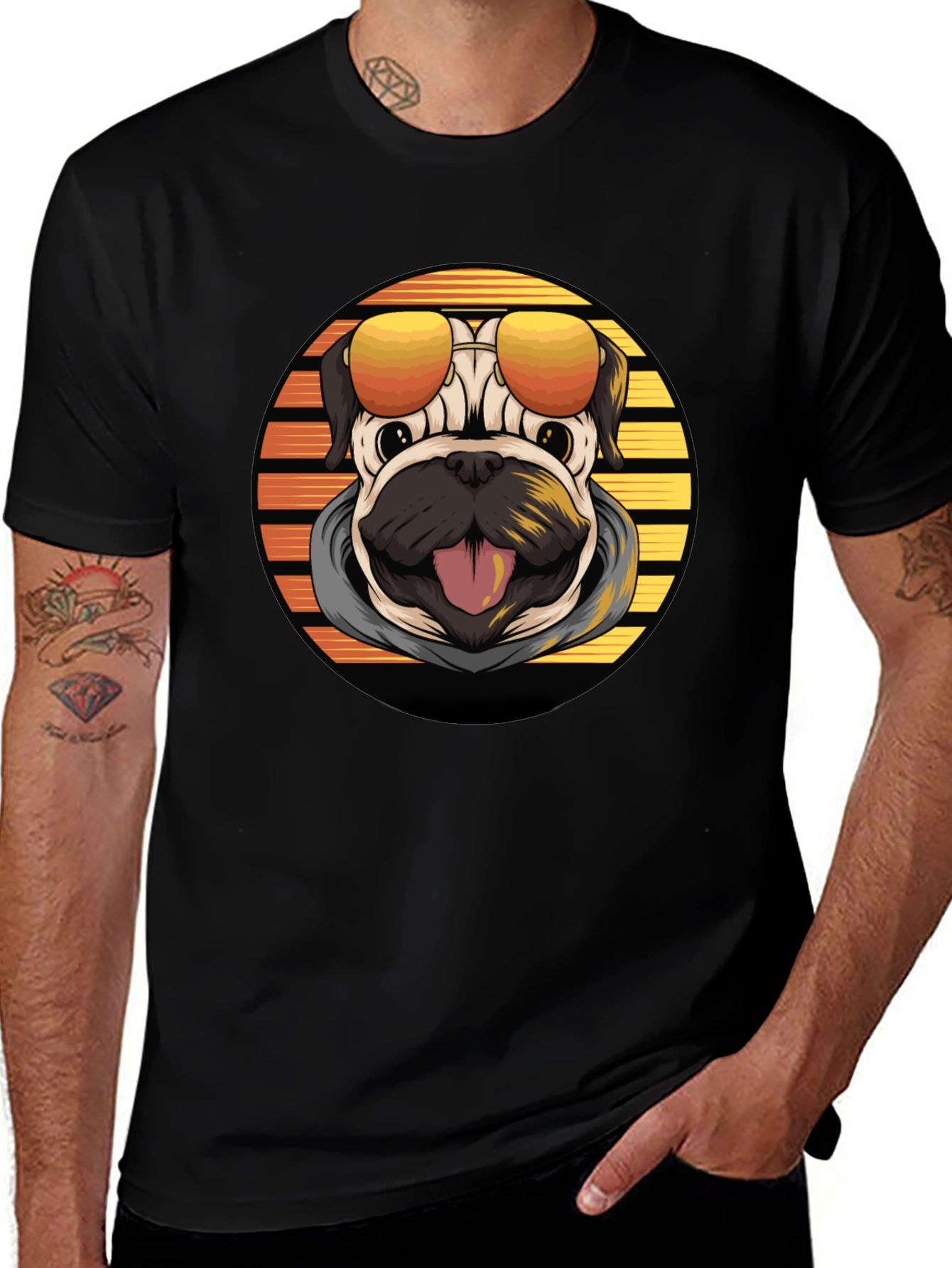 Cool Pug T-Shirt - Retro Style