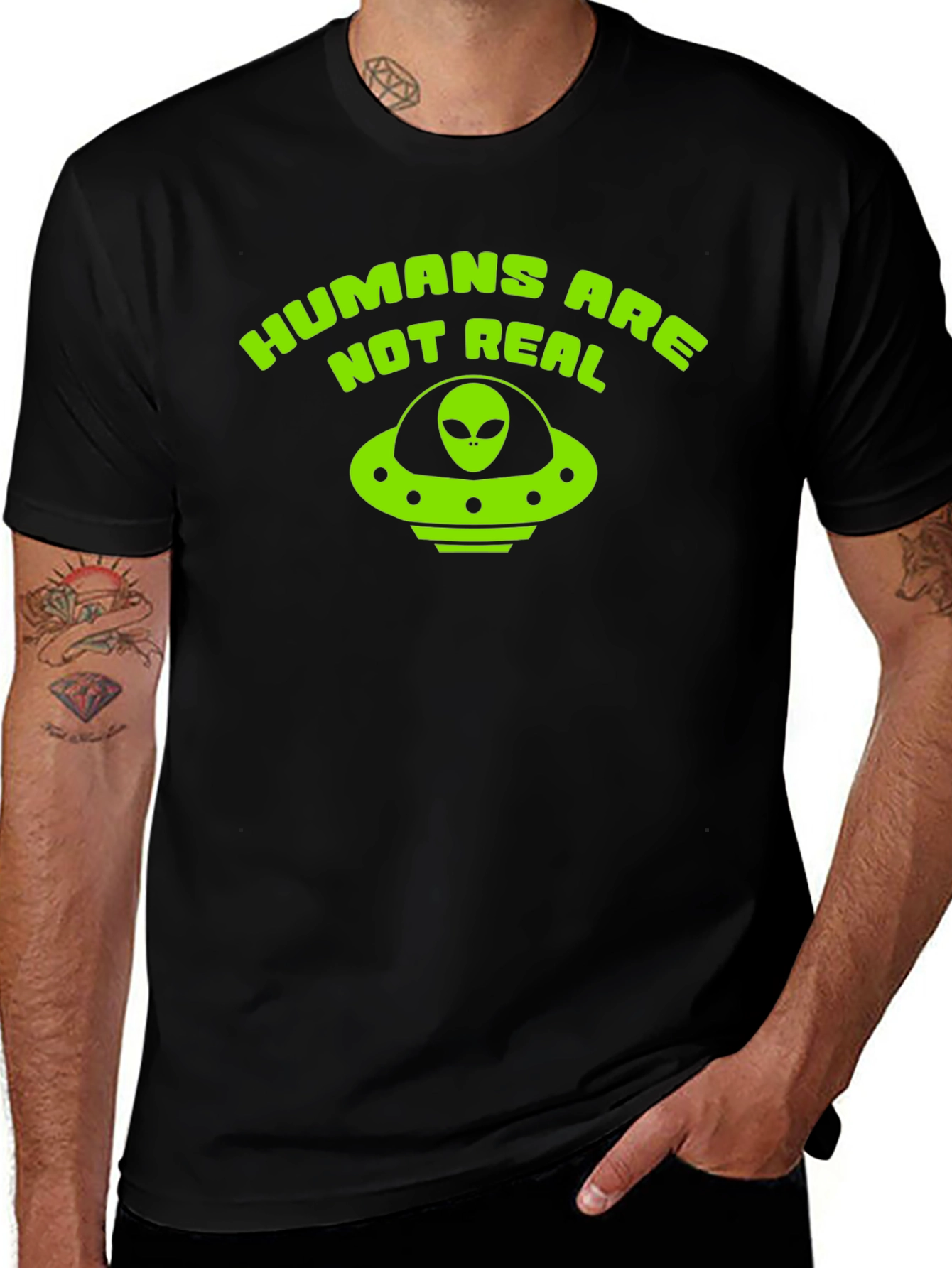 Variant 6 of Humans Are Not Real Alien UFO T-Shirt