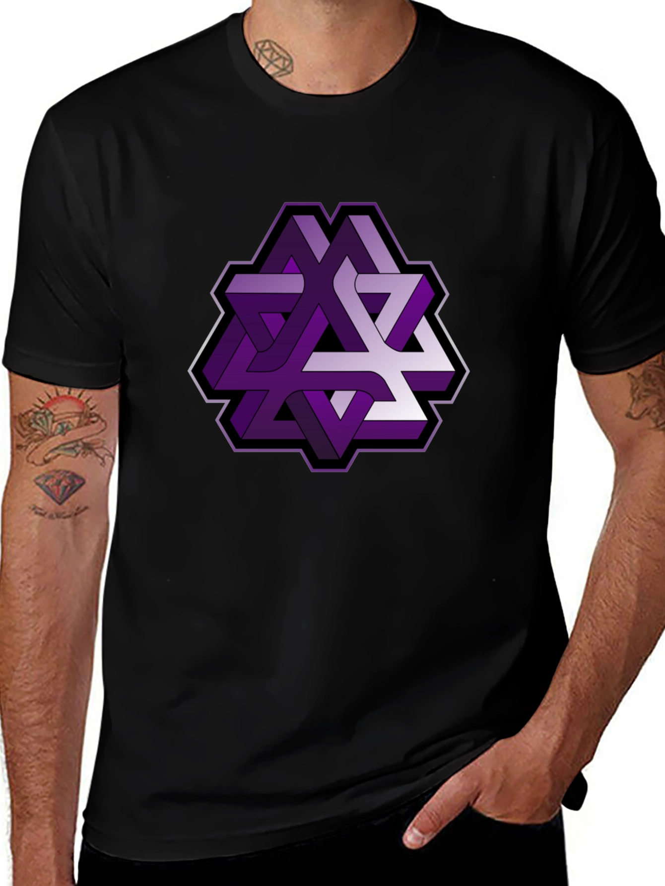 Variant 8 of Geometric Illusion Men's Black T-Shirt