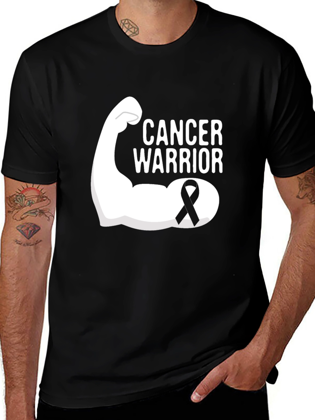 Variant 6 of Cancer Warrior T-Shirt - Black Graphic Tee