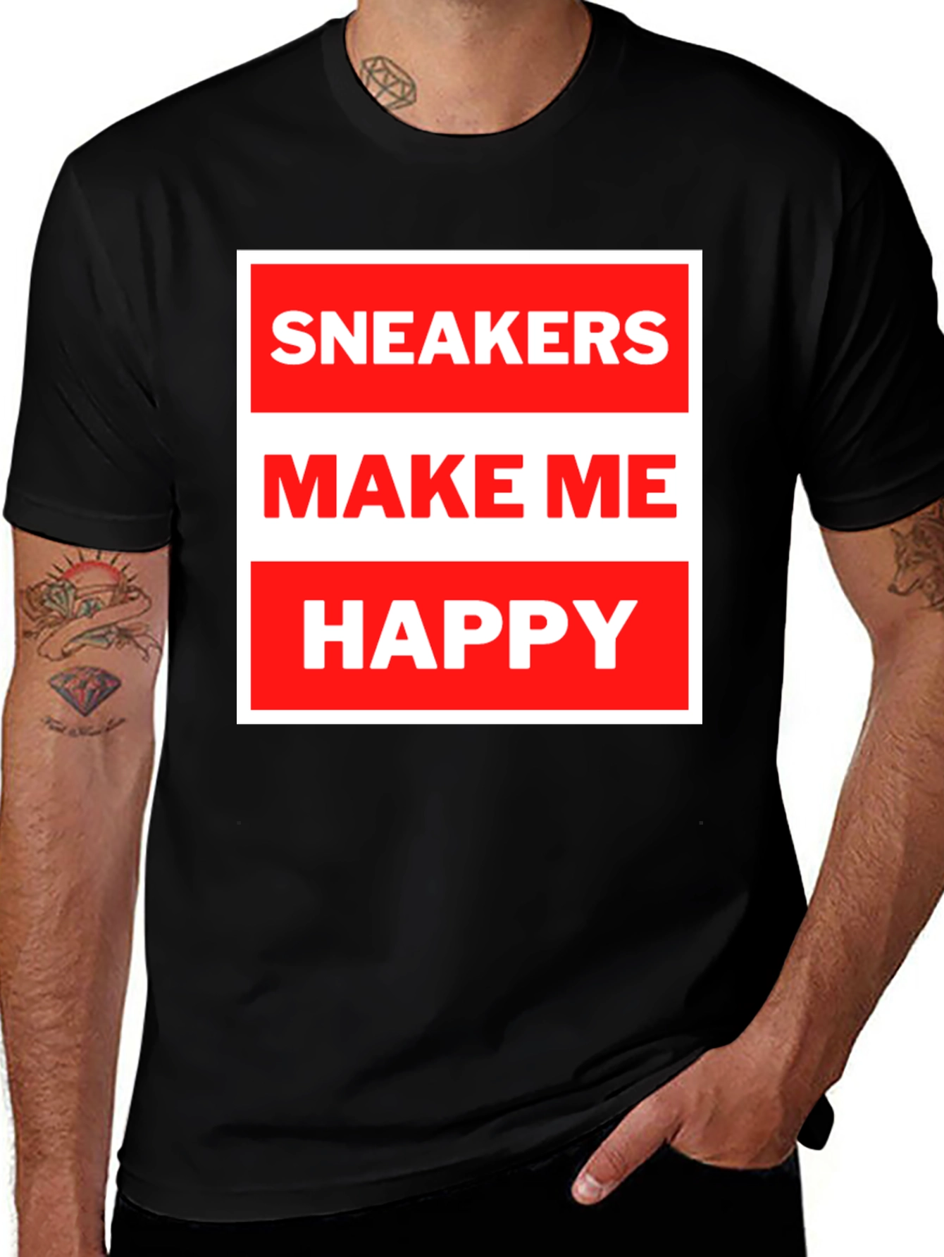 Variant 5 of Sneakers Make Me Happy Graphic Tee - Black Cotton Blend