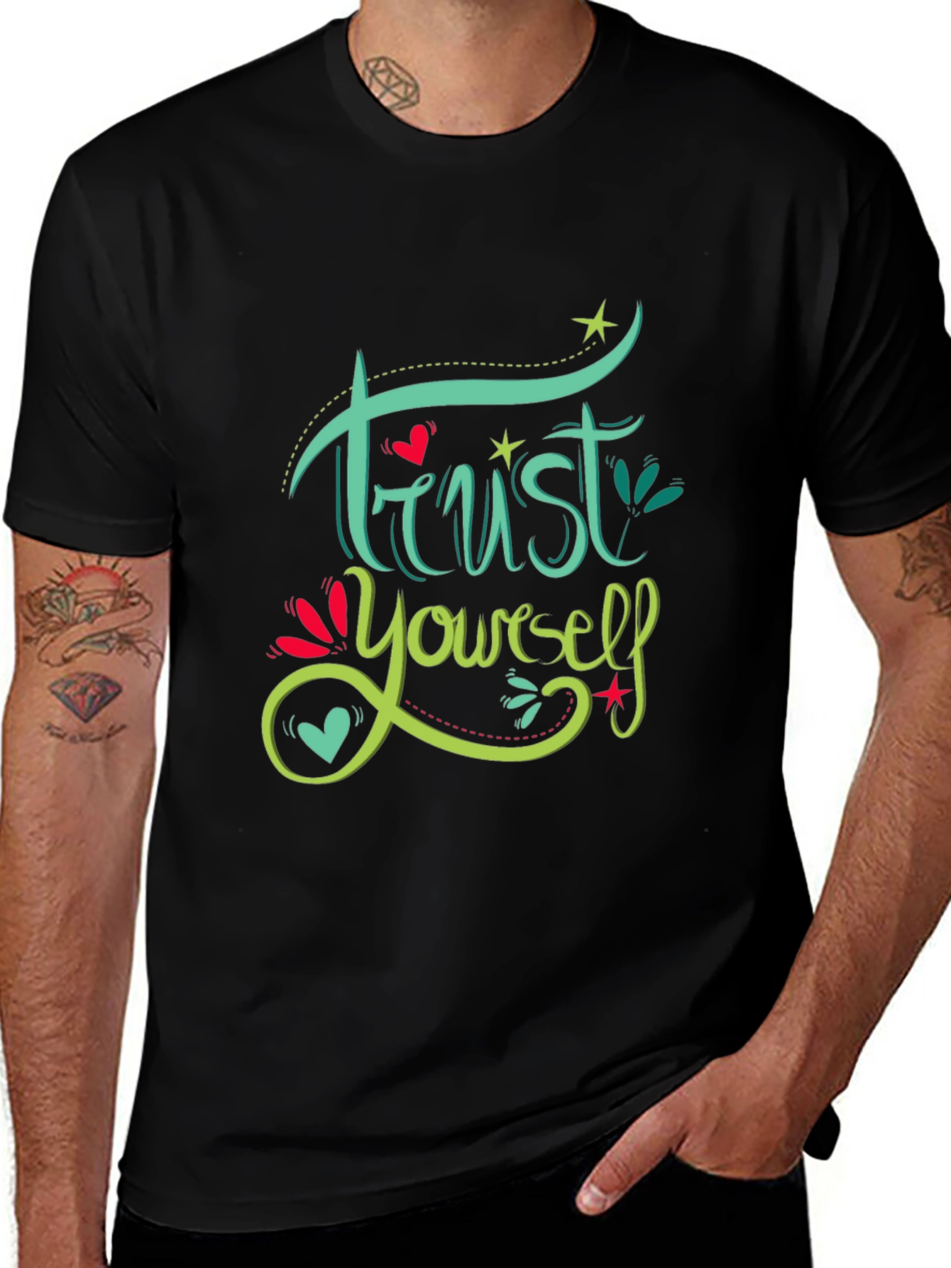 Variant 16 of Trust Yourself Graphic Tee - Motivational Black T-Shirt