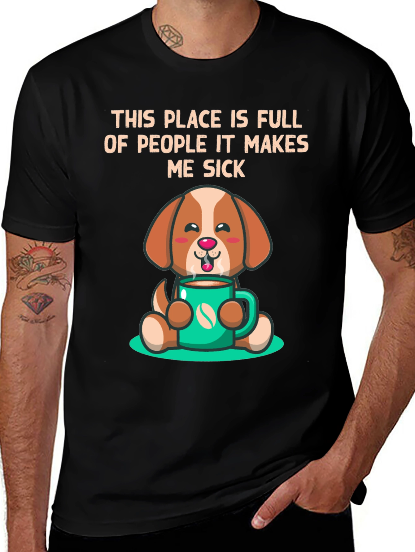 Variant 30 of Funny Dog & Coffee T-Shirt - People Make Me Sick