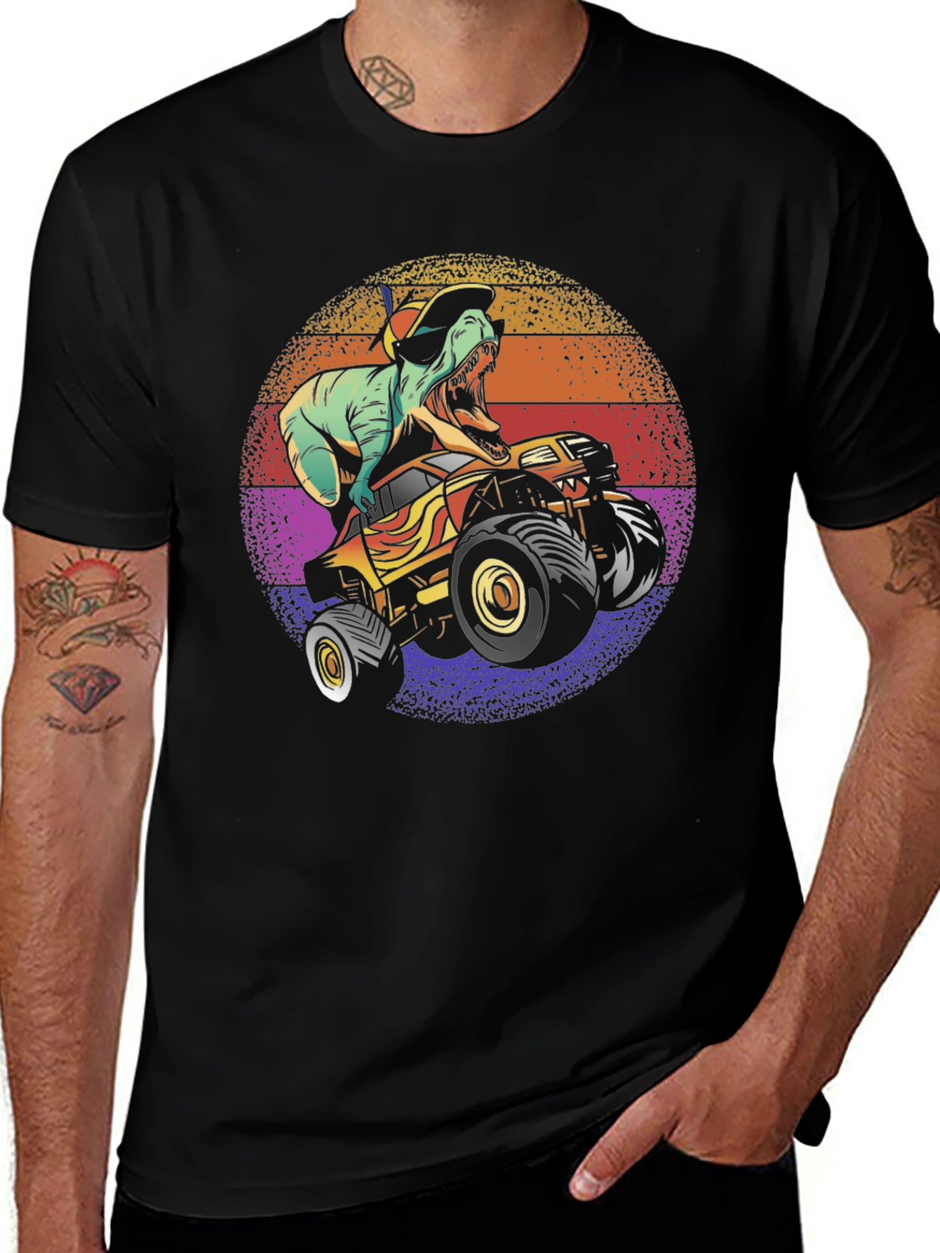 Variant 5 of Dino Monster Truck Graphic Tee - Black