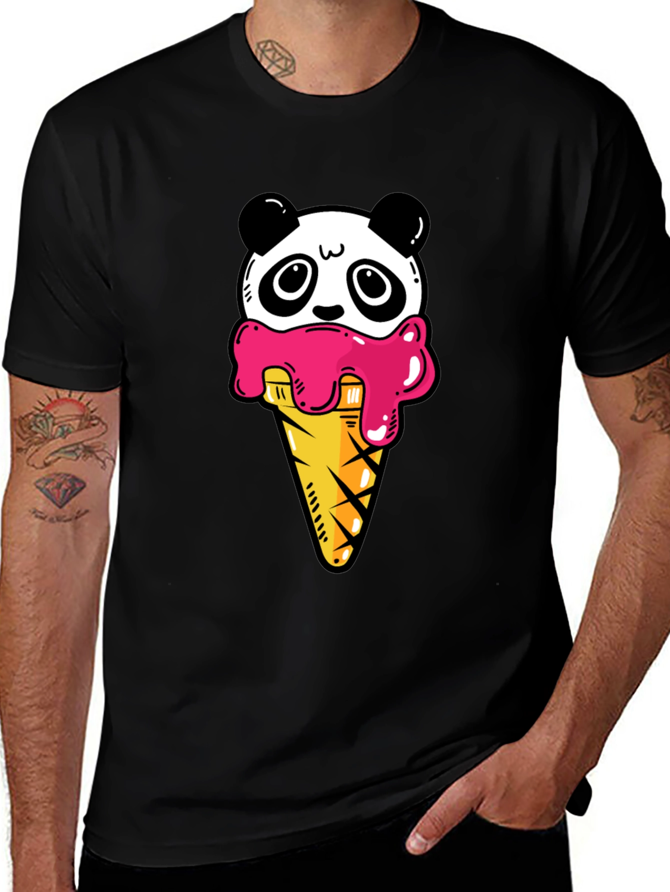 Variant 2 of Panda Ice Cream Cone Graphic Tee