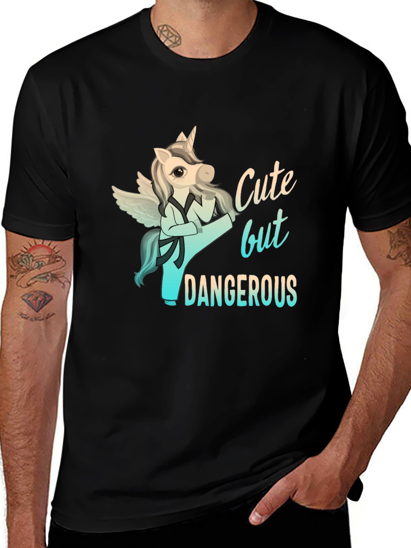 Variant 21 of Cute But Dangerous Karate Unicorn Graphic Tee