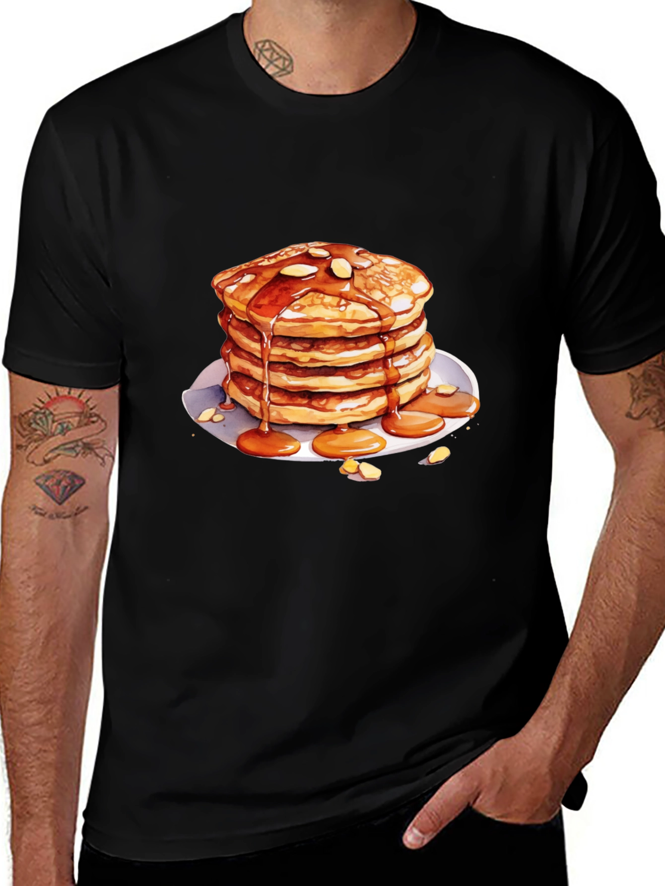 Pancake Stack Graphic Tee - Food Lover's T-Shirt