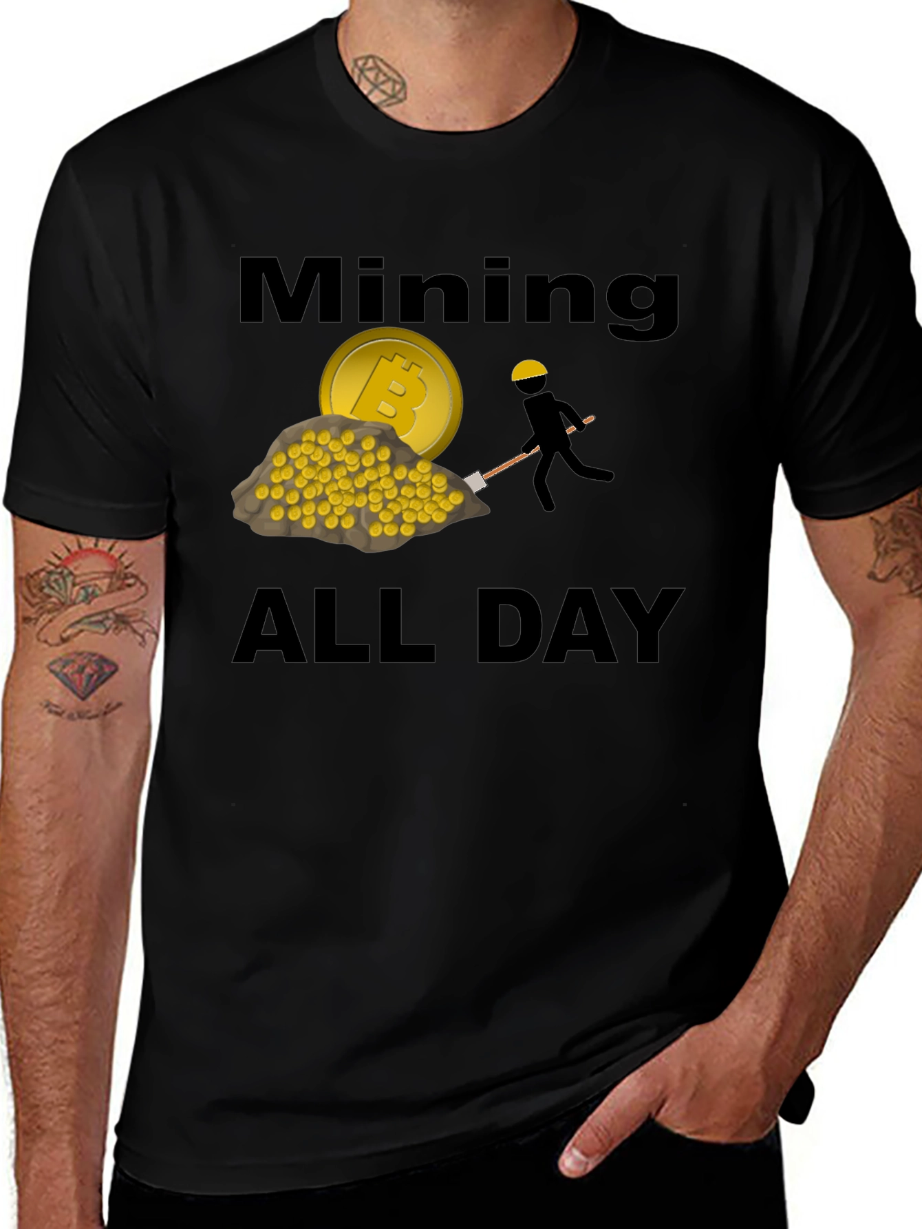 Variant 30 of Mining All Day Graphic Tee - Bitcoin Crypto T-Shirt