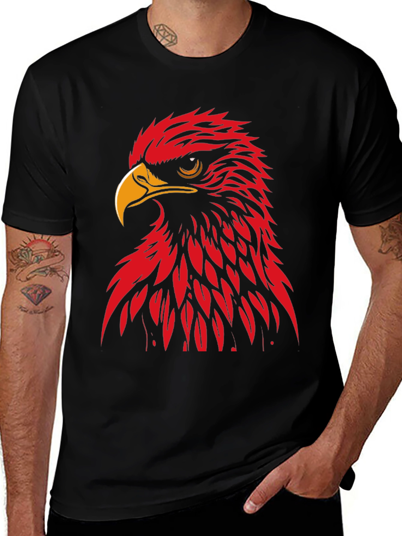 Variant 28 of Red Eagle Graphic Black T-Shirt