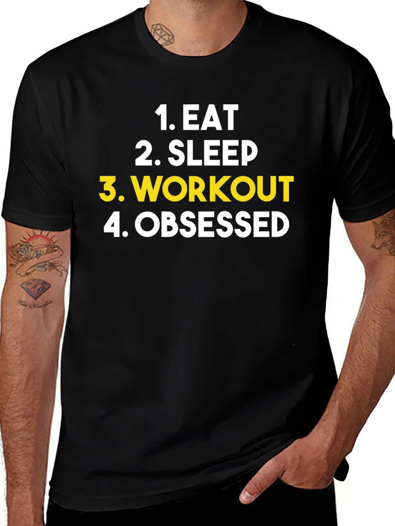 Variant 27 of Eat Sleep Workout Obsessed Graphic Tee
