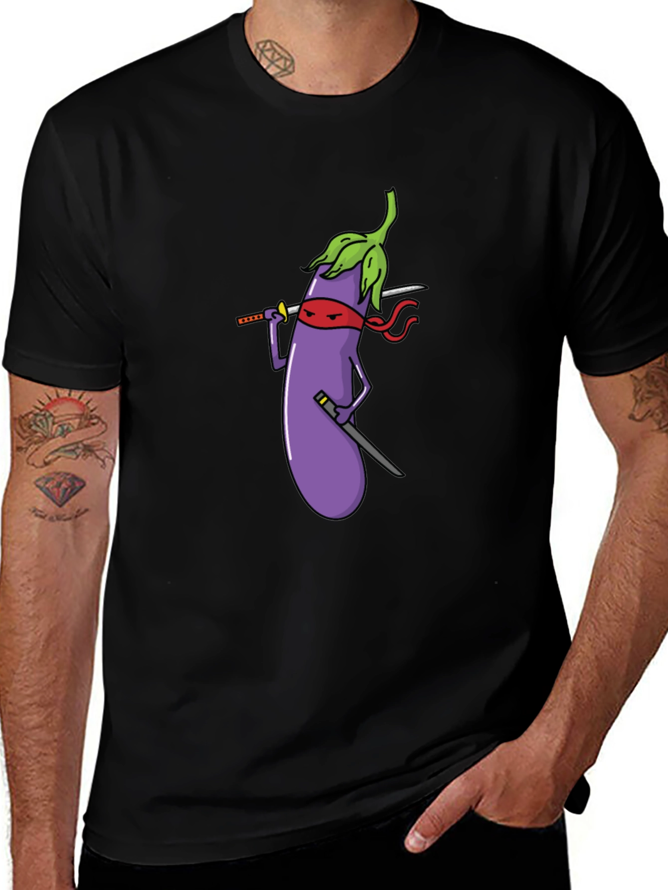 Variant 18 of Eggplant Ninja Black T-Shirt