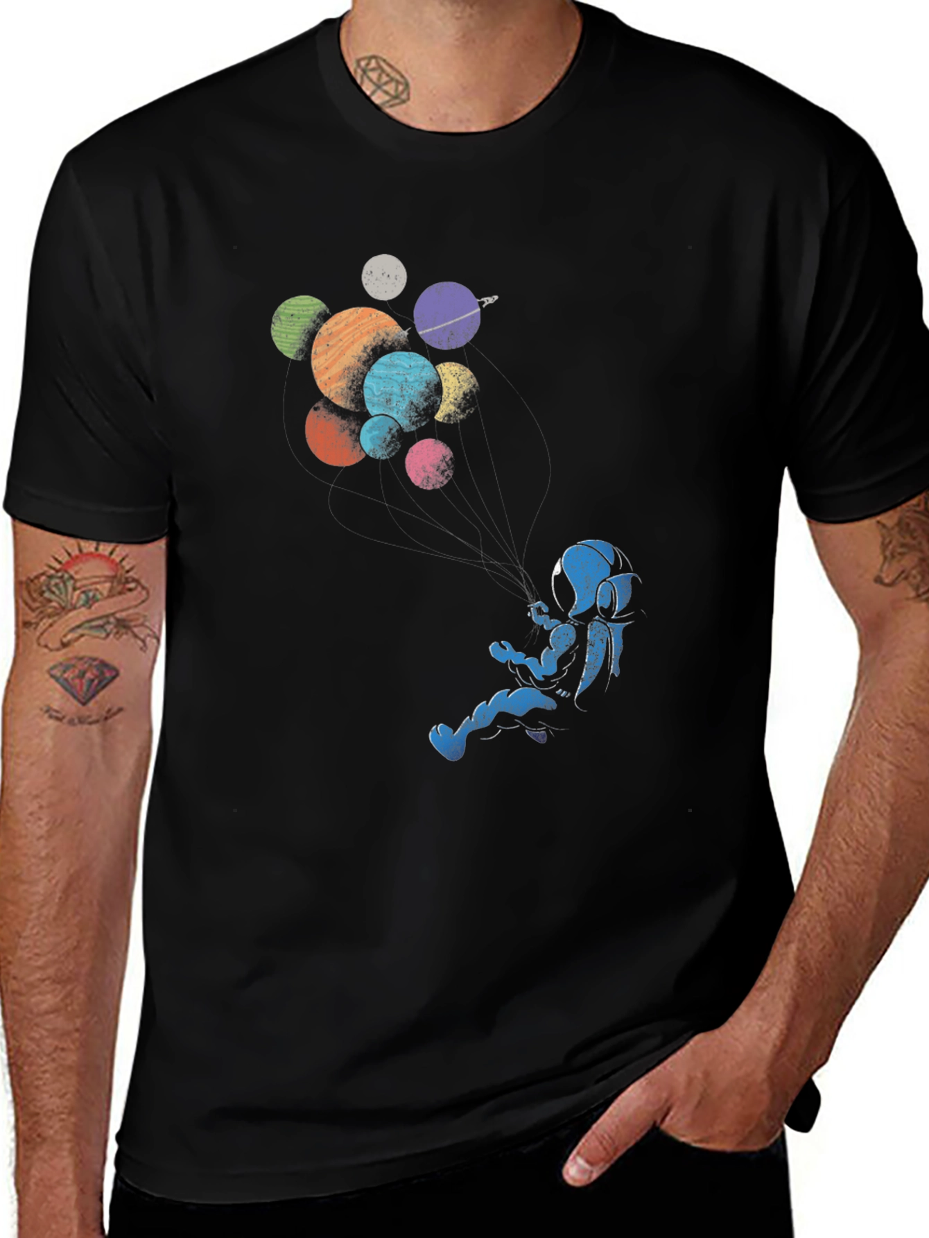Variant 13 of Astronaut Floating Among Planets Graphic Tee