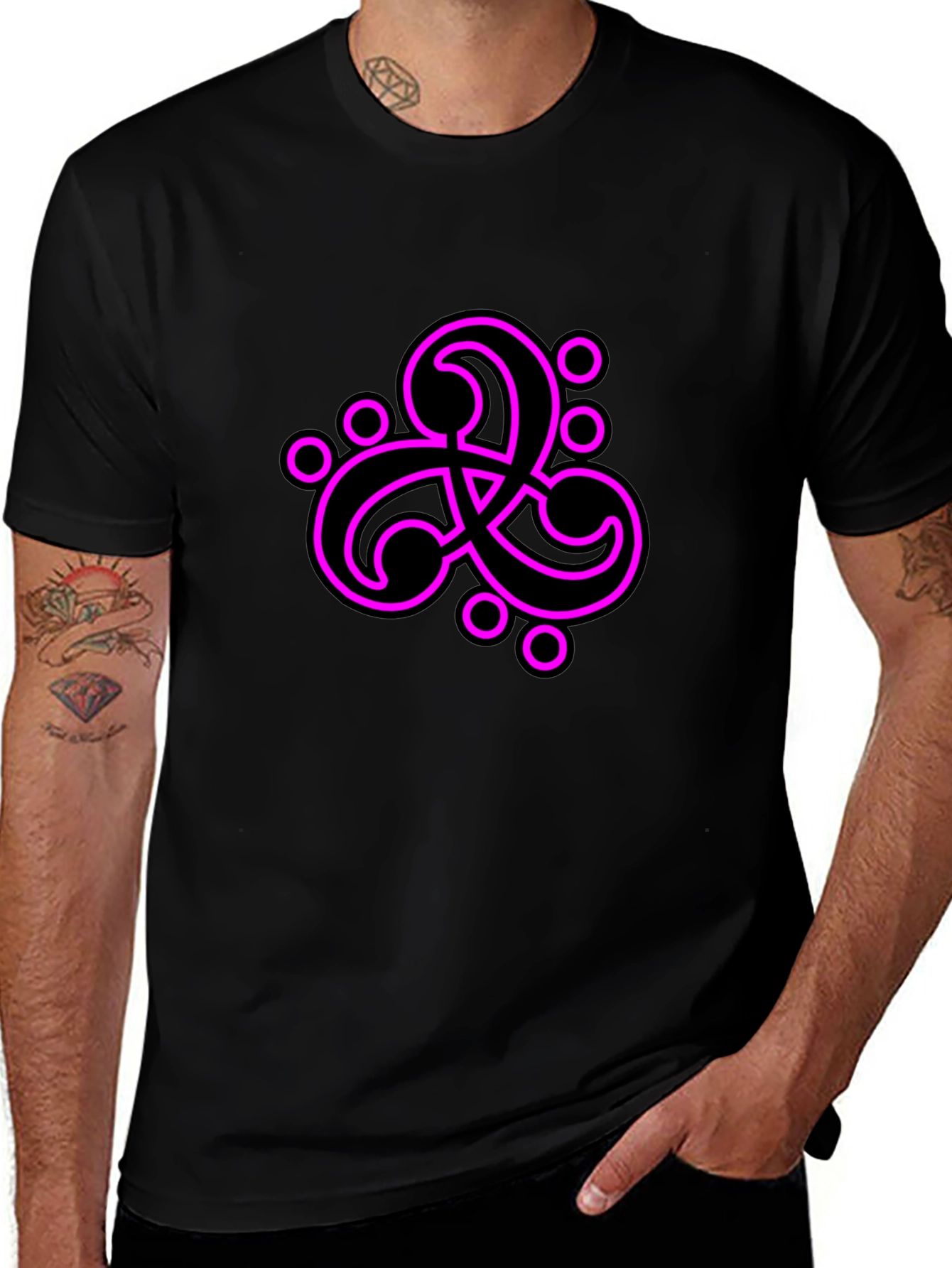 Variant 22 of Modern Triskele Graphic Tee - Bold Pink Design on Black