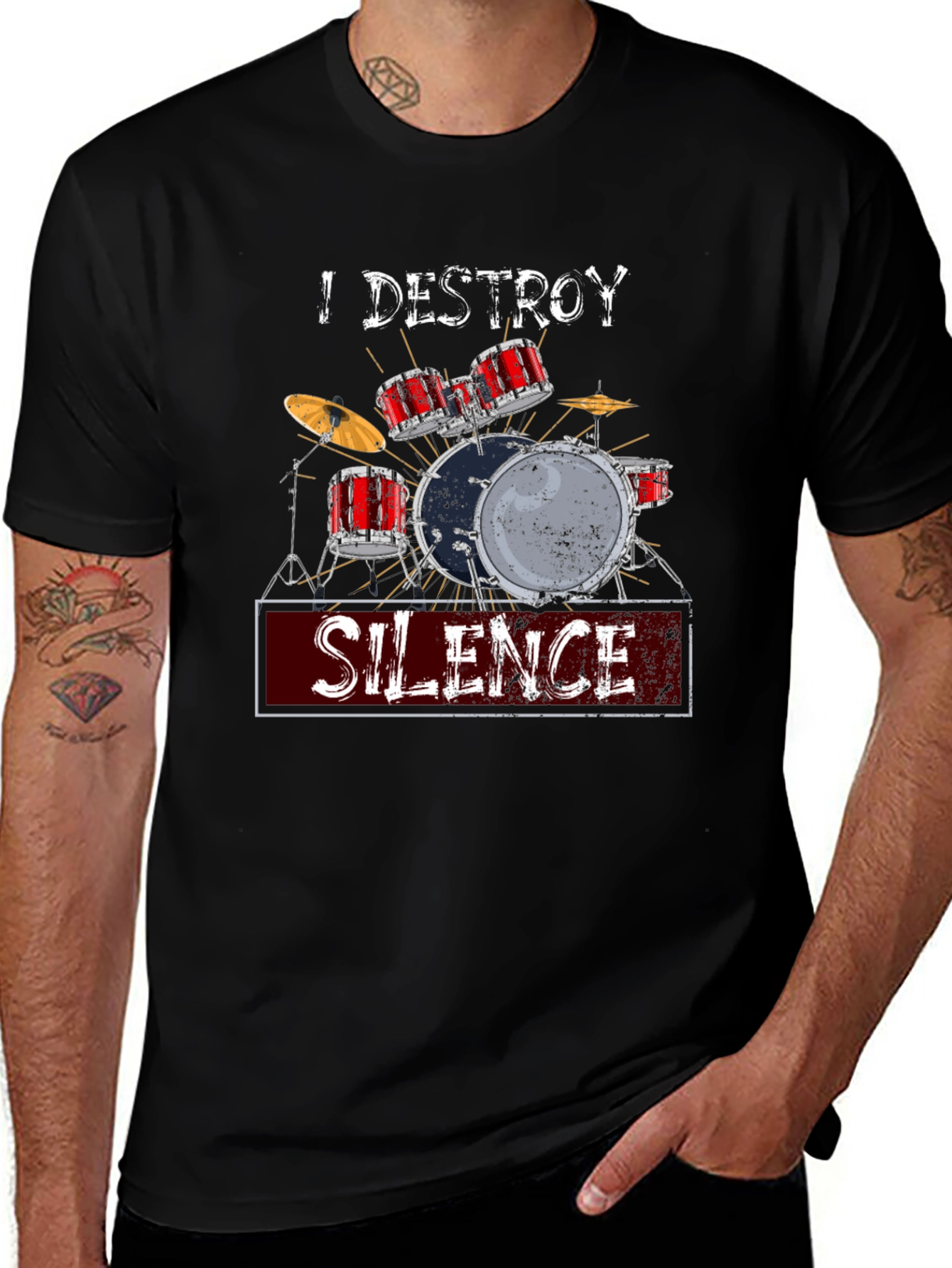 Variant 15 of I Destroy Silence Drummer T-Shirt