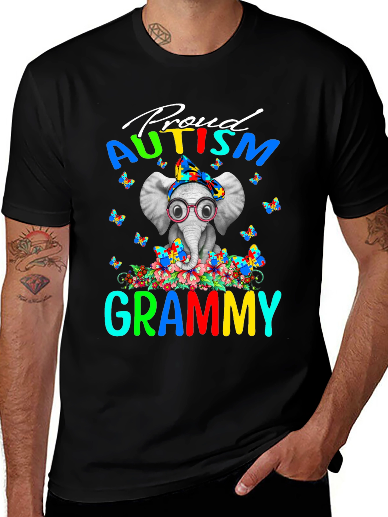 Variant 6 of Proud Autism Grammy T-Shirt Elephant Design