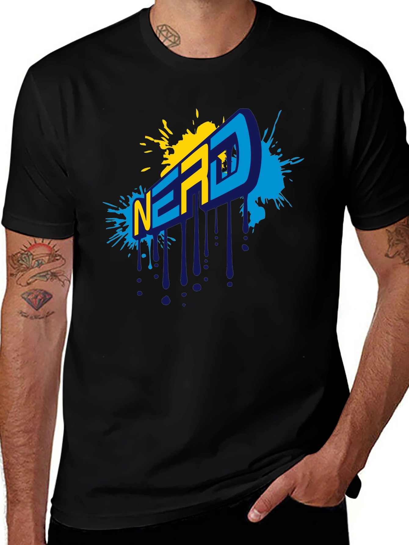 Variant 25 of Nerd Graphic T-Shirt - Black Cotton Tee