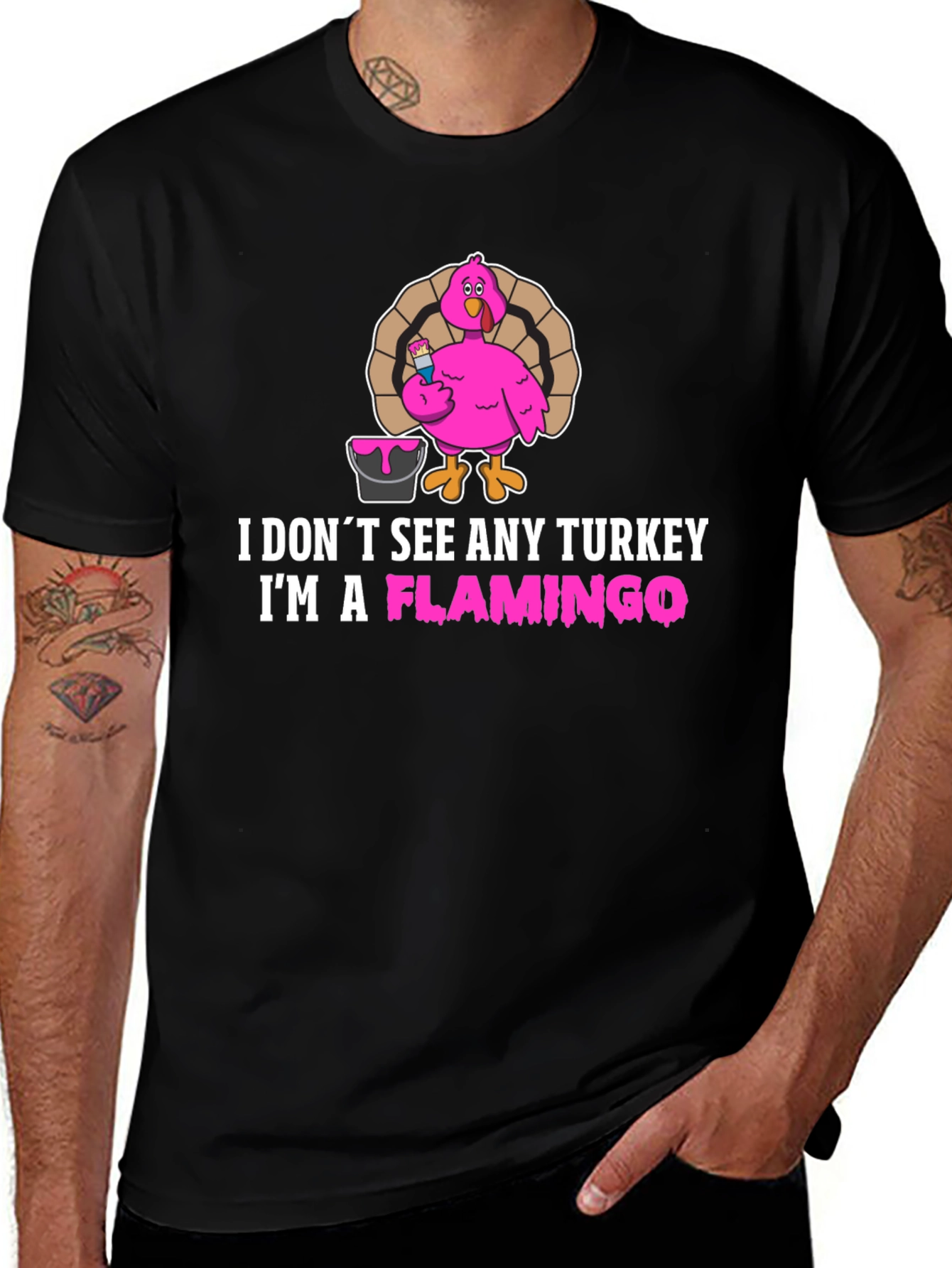 Variant 7 of Funny Turkey Flamingo T-Shirt - Thanksgiving Novelty Tee