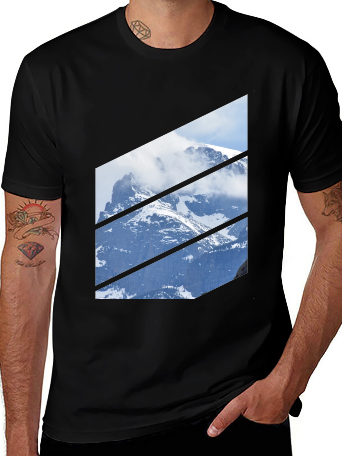 Variant 28 of Mountainscape Graphic Tee - Black Crew Neck