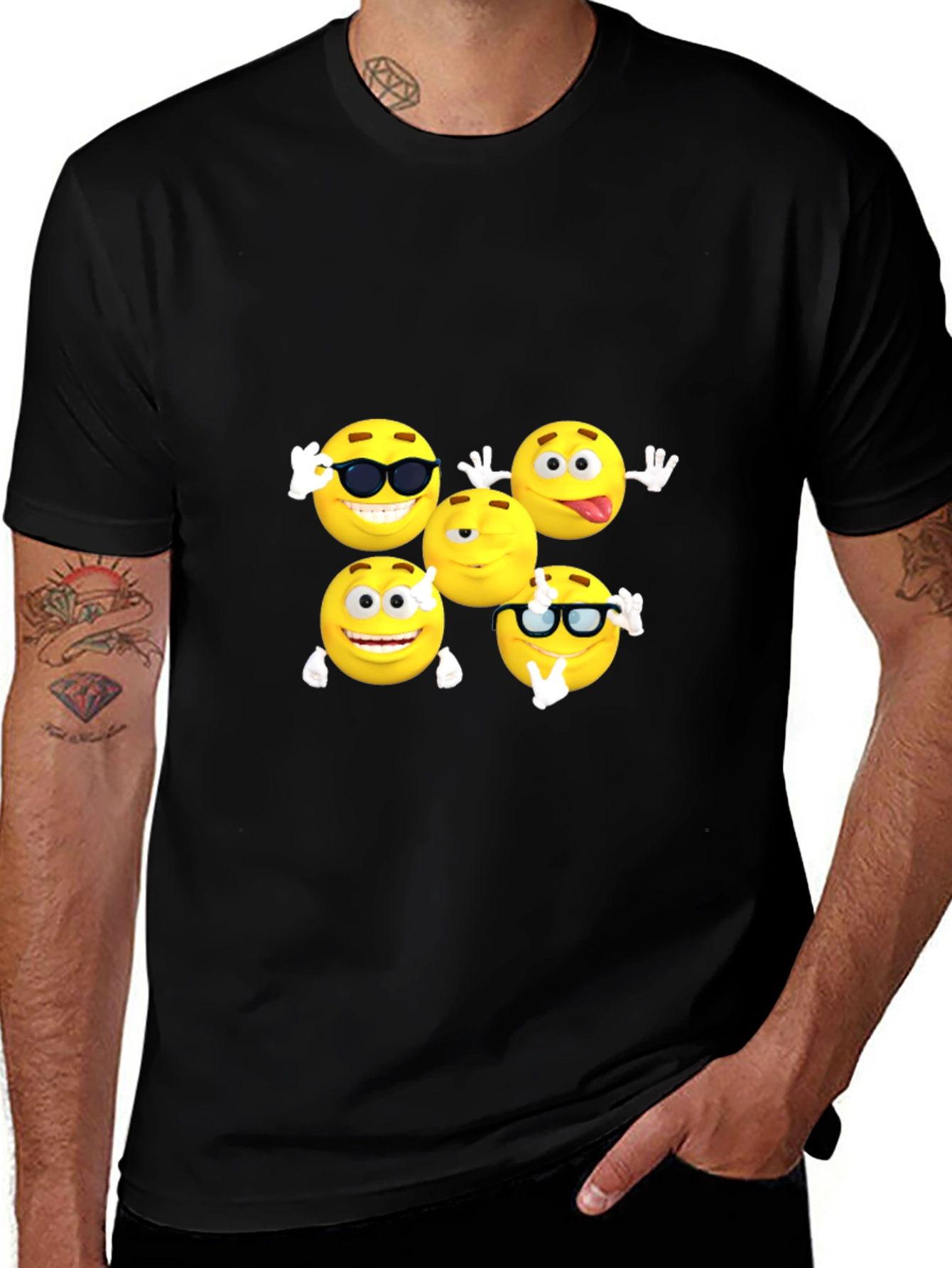 Variant 15 of Emoji Faces Black T-Shirt