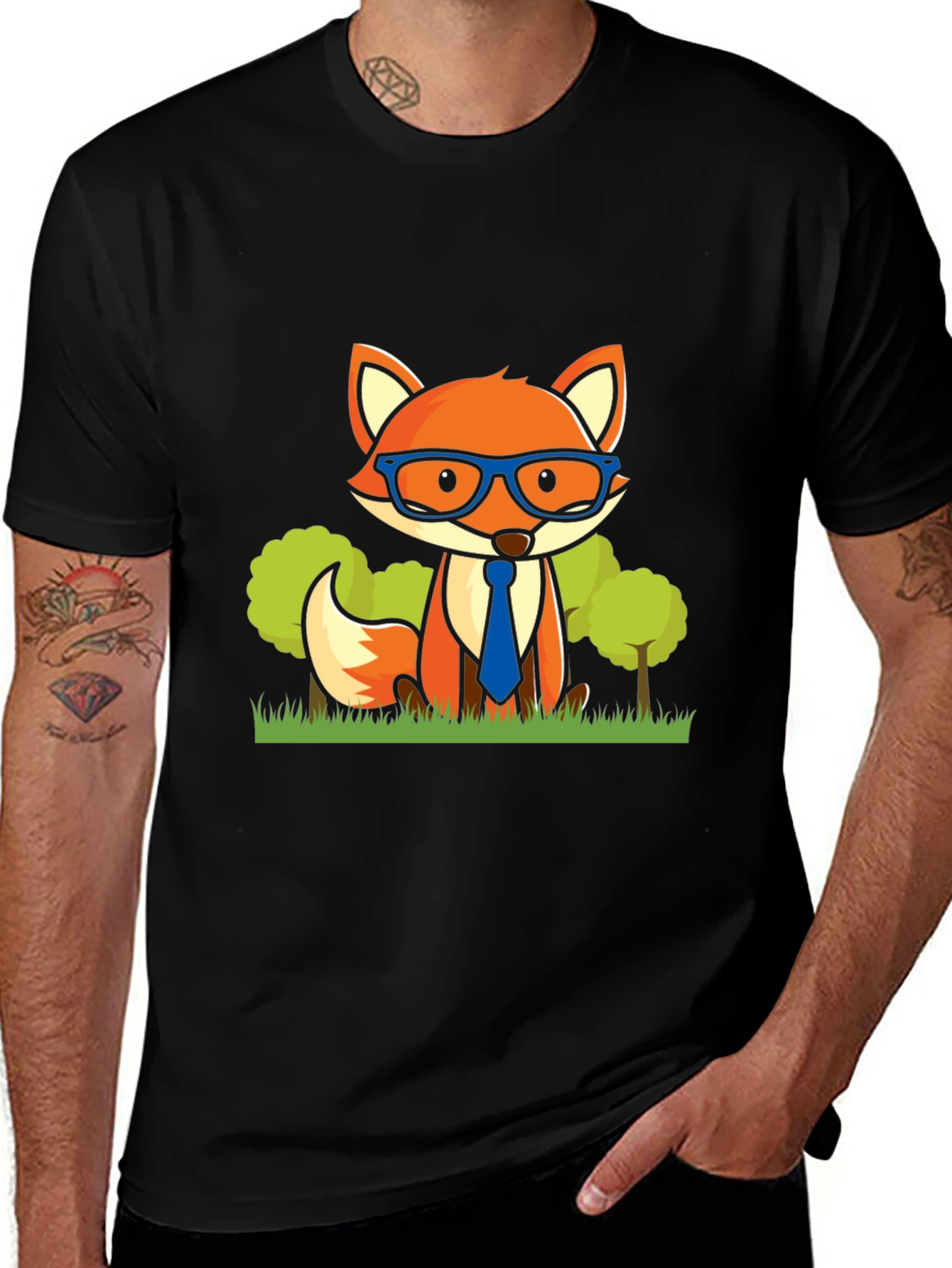Variant 13 of Fox with Glasses Graphic Print T-Shirt