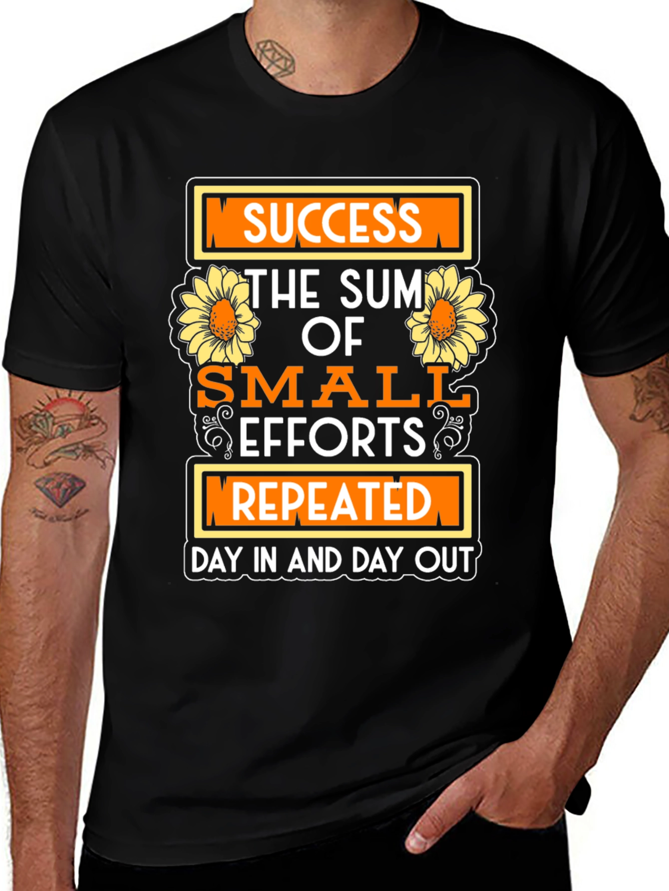 Variant 15 of Success Motivational T-Shirt with Sunflower Design