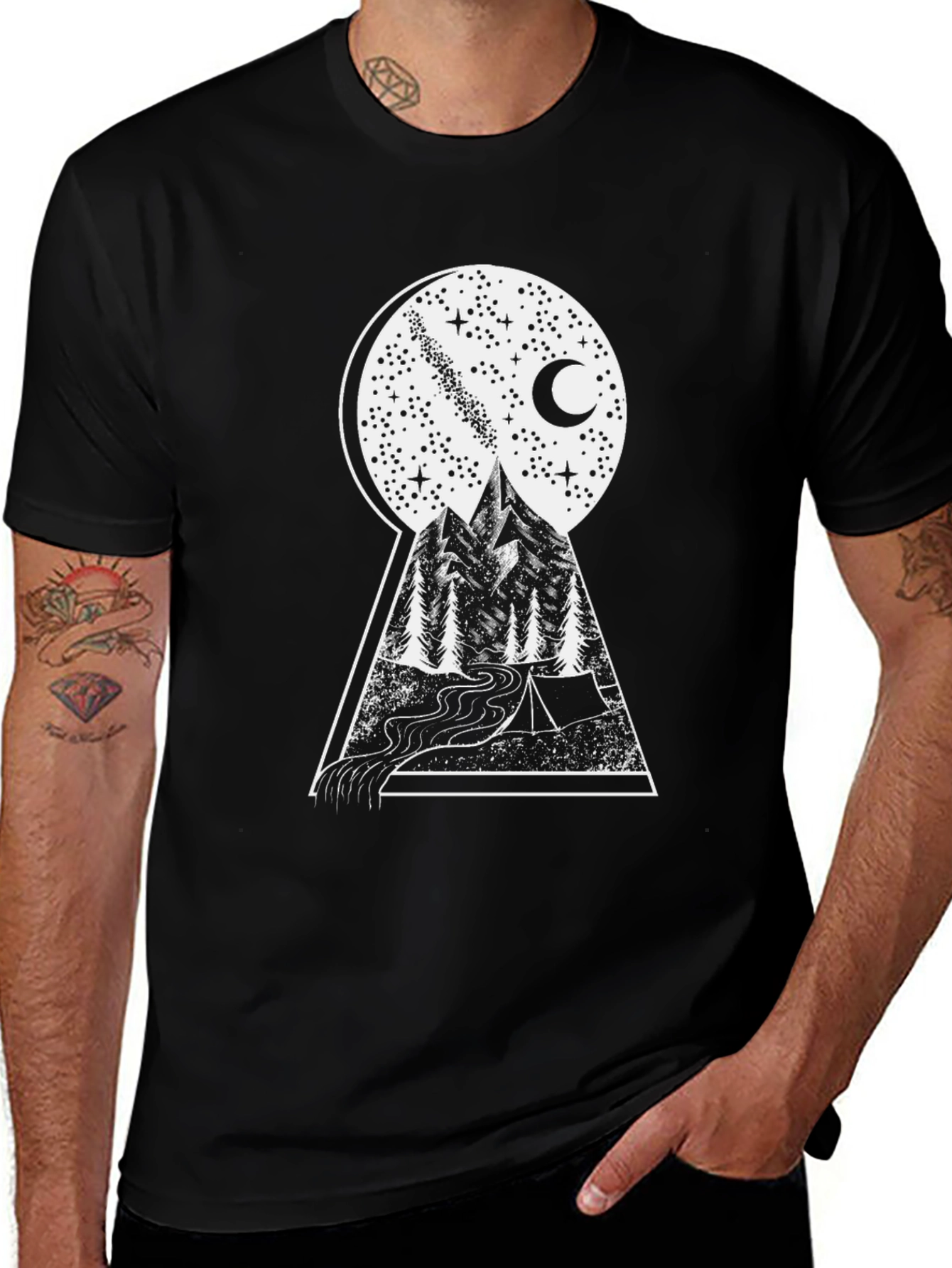 Variant 5 of Nature Dreamscape Tee: Mountain, Moon, Stars