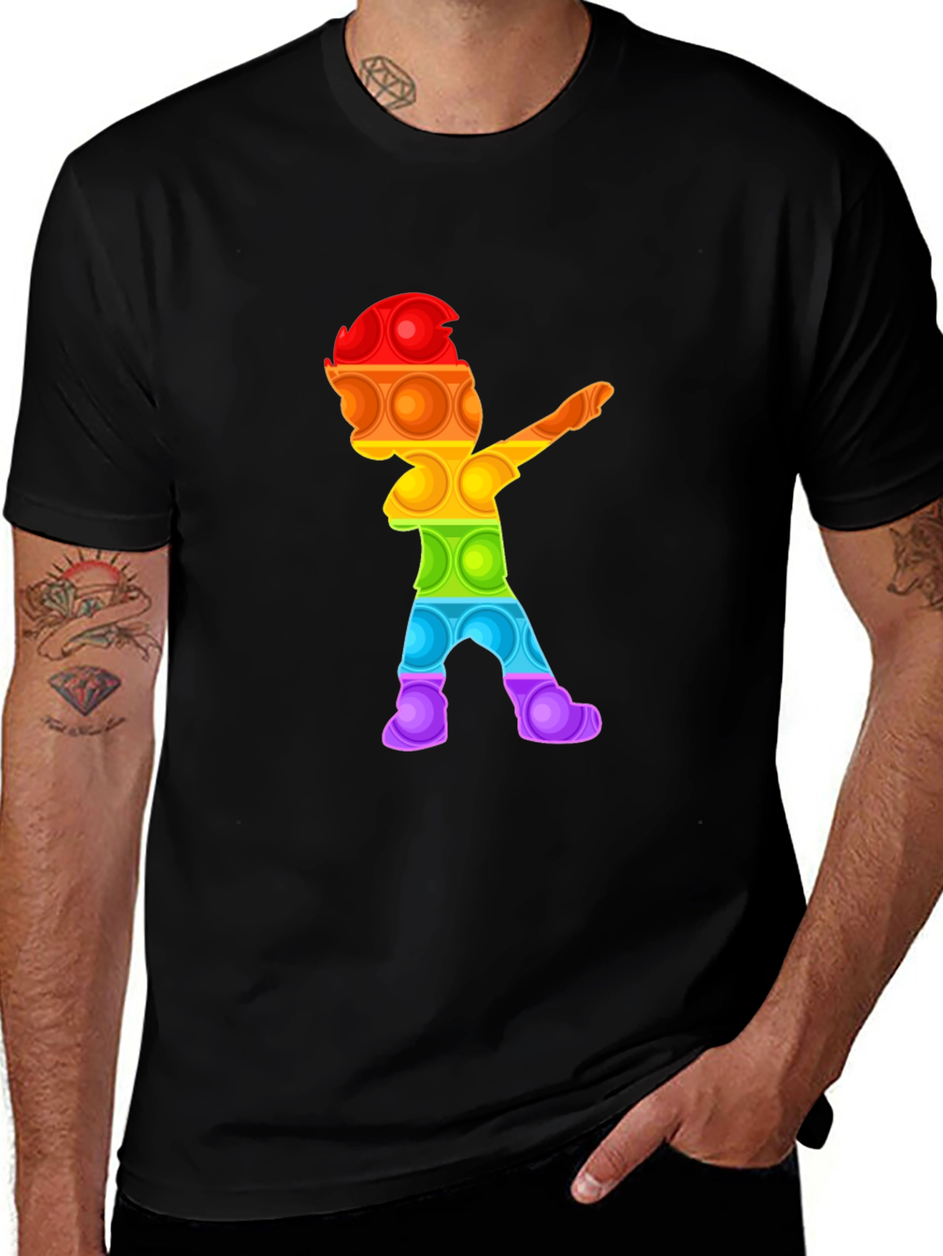 Variant 3 of Rainbow Pop It Dab T-Shirt - Fun Design