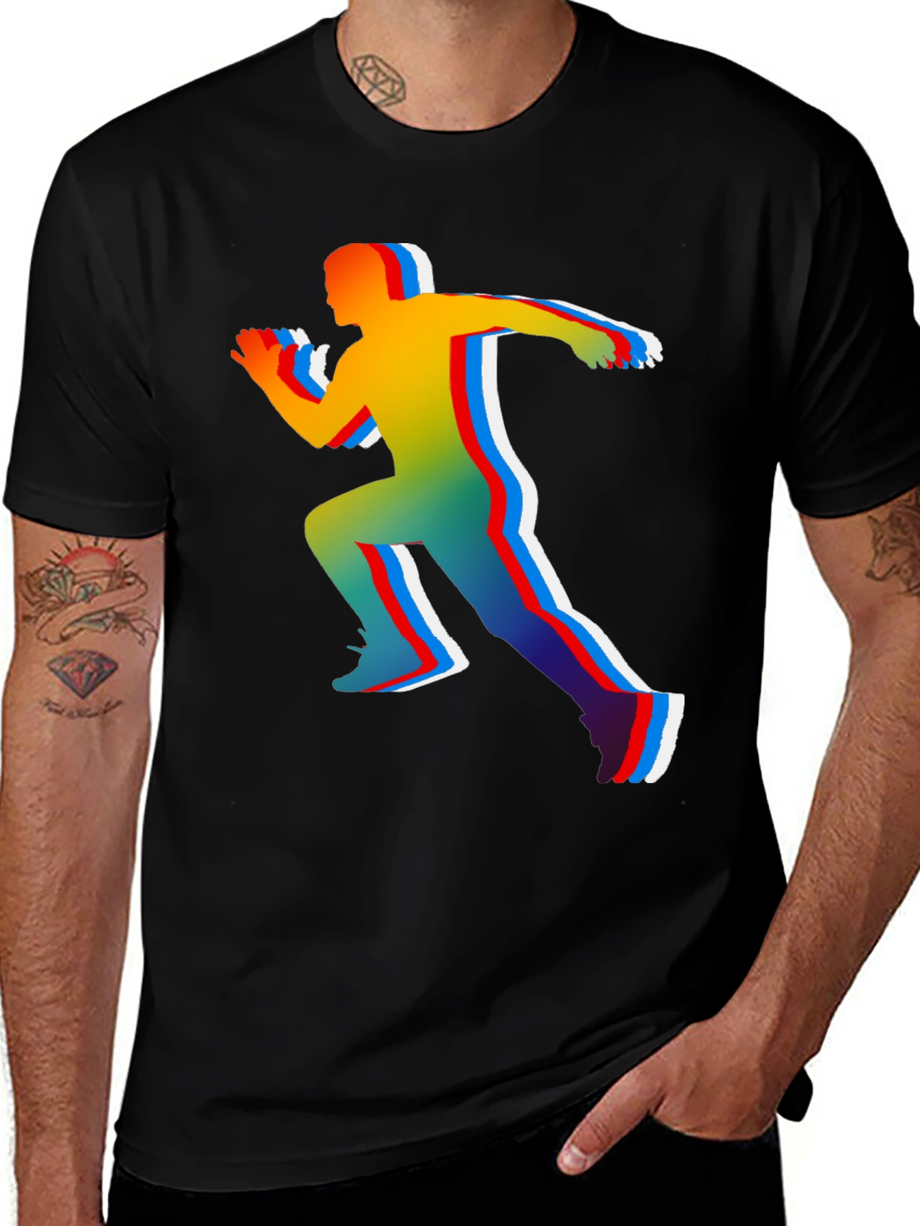 Variant 11 of Runner Graphic Tee - Black Cotton Blend