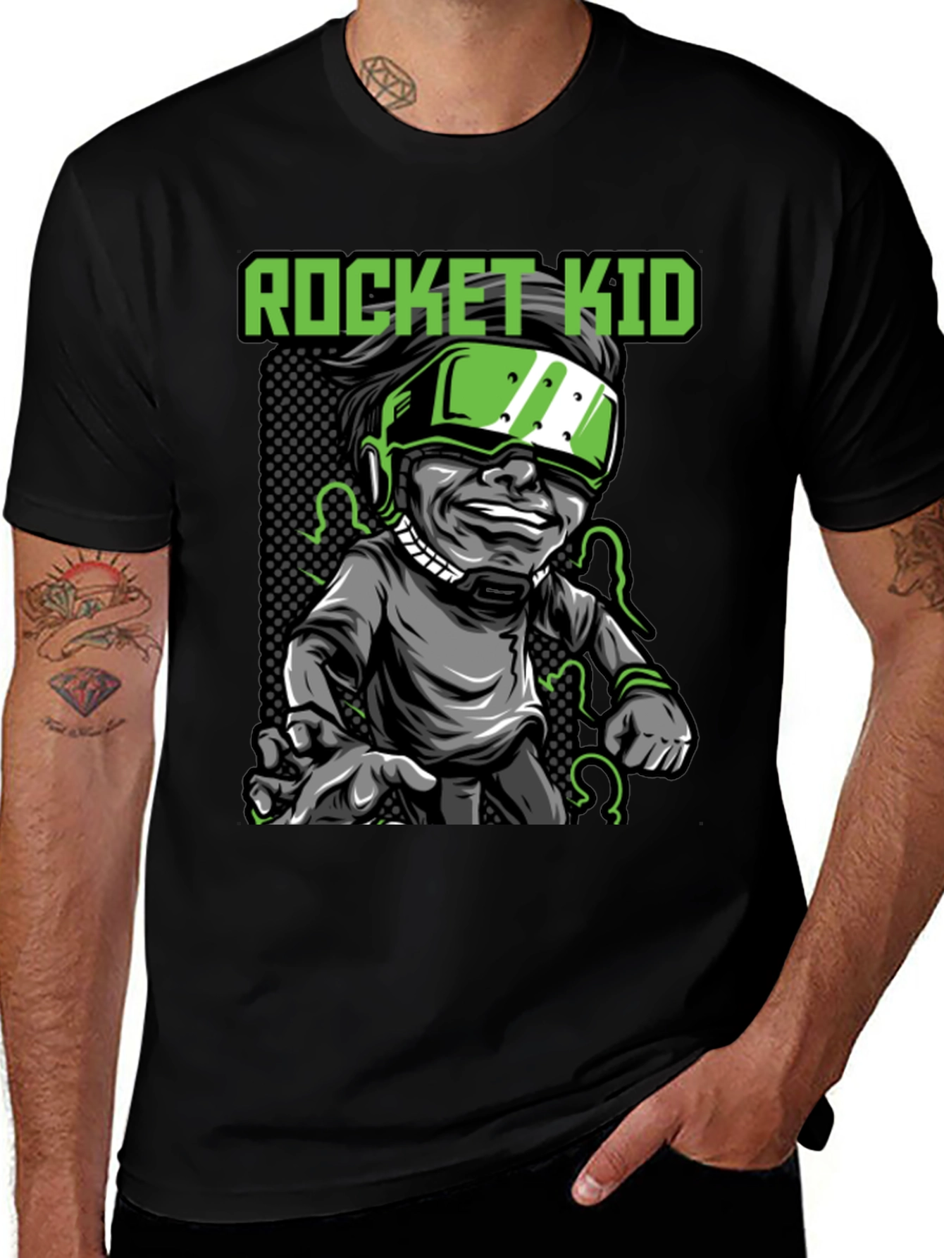 Variant 19 of Rocket Kid Graphic Tee - Black Cotton T-Shirt