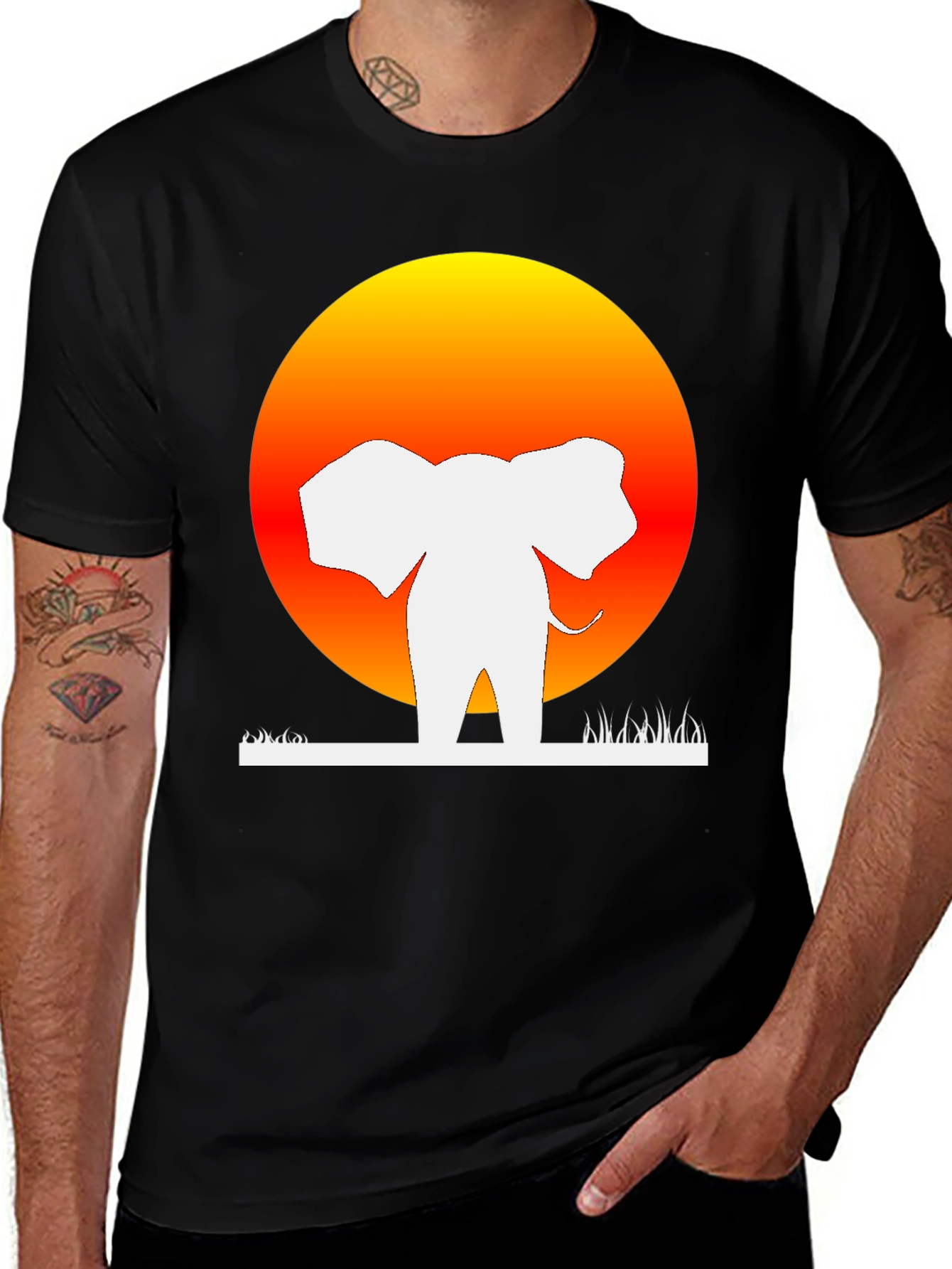 Variant 21 of Sunset Elephant Graphic Tee - Stylish Comfort