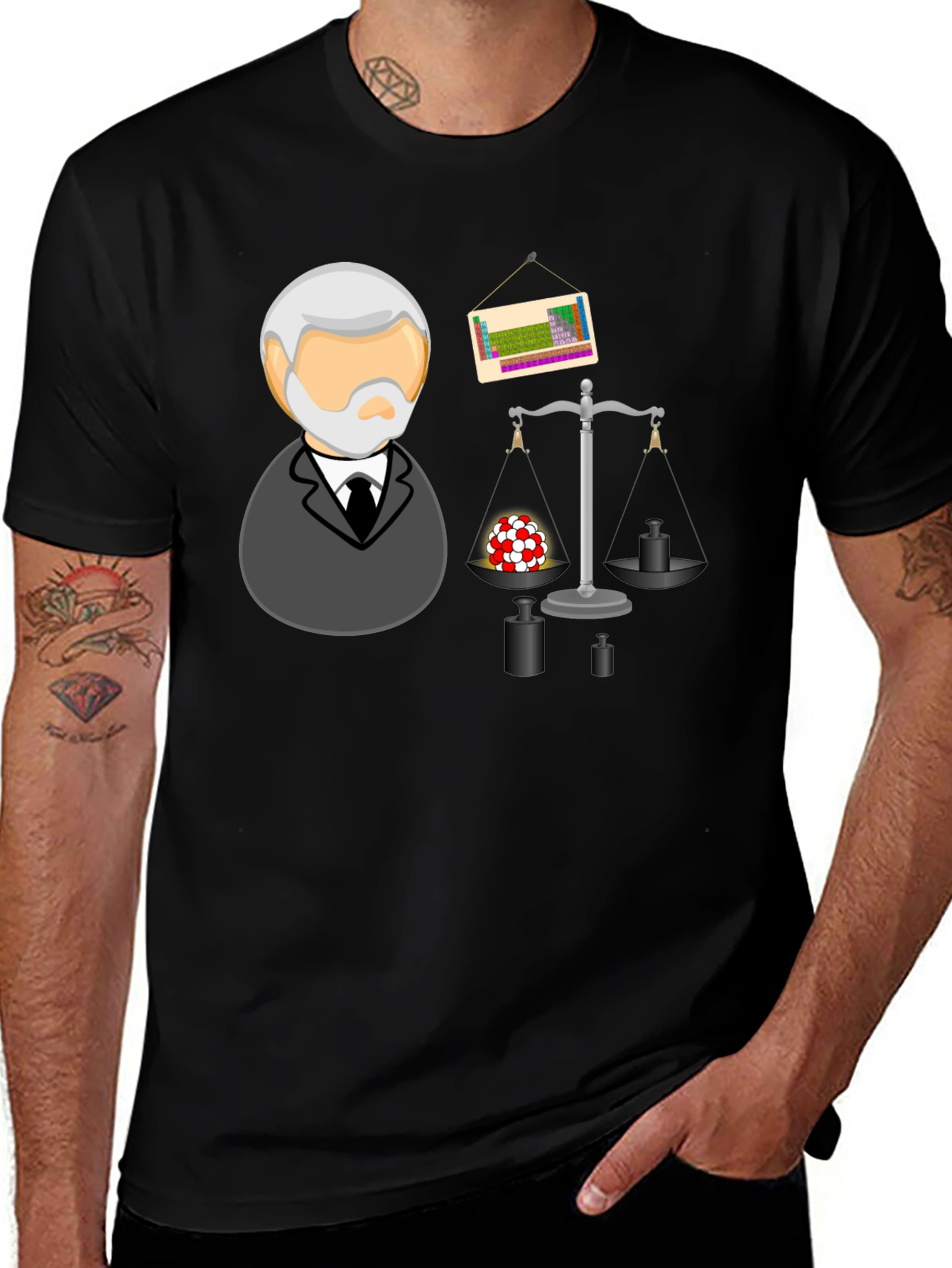Variant 21 of Science T-Shirt with Professor and Chemistry Elements