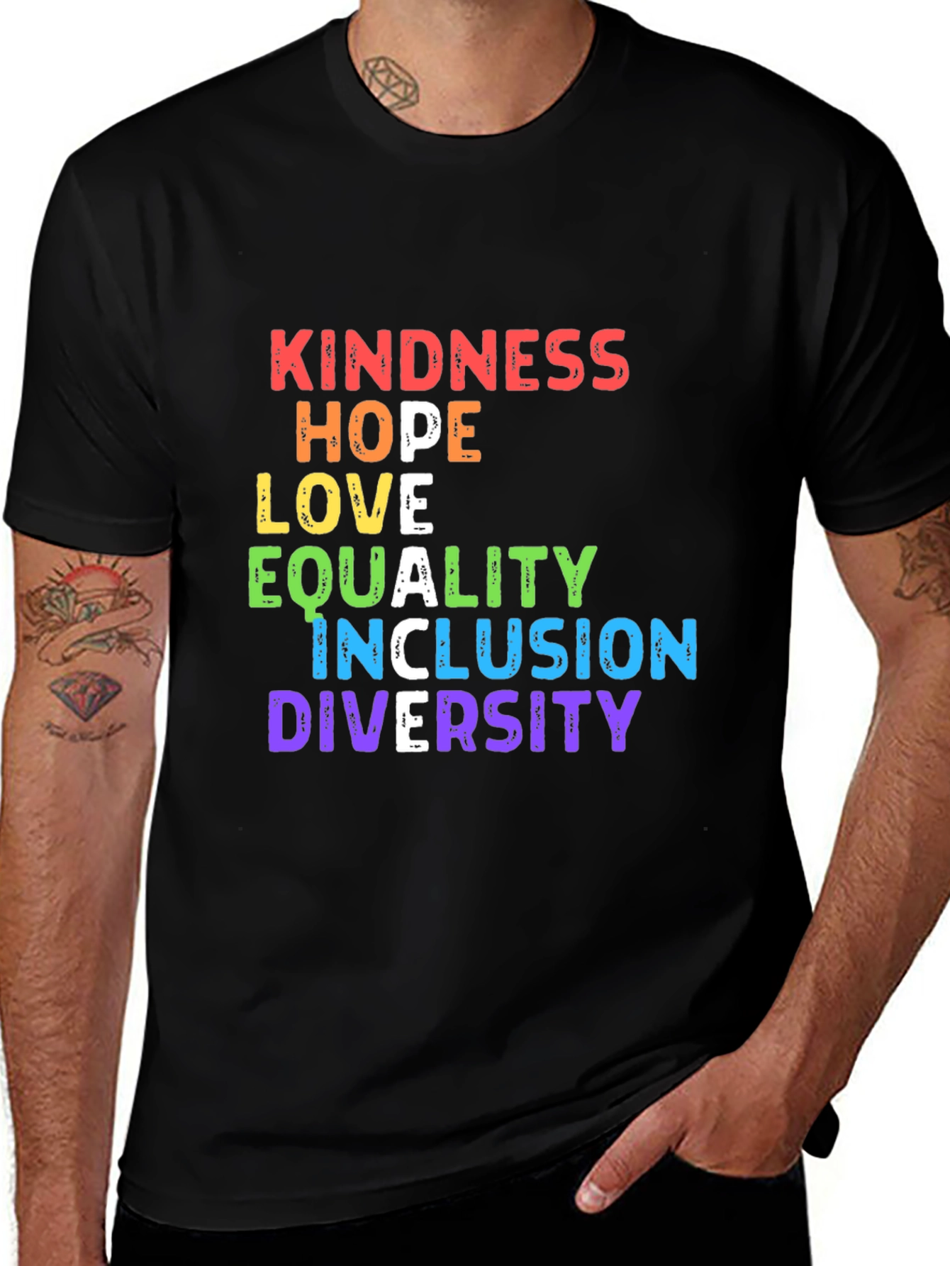Variant 2 of Kindness Hope Love Equality Inclusion Diversity T-Shirt