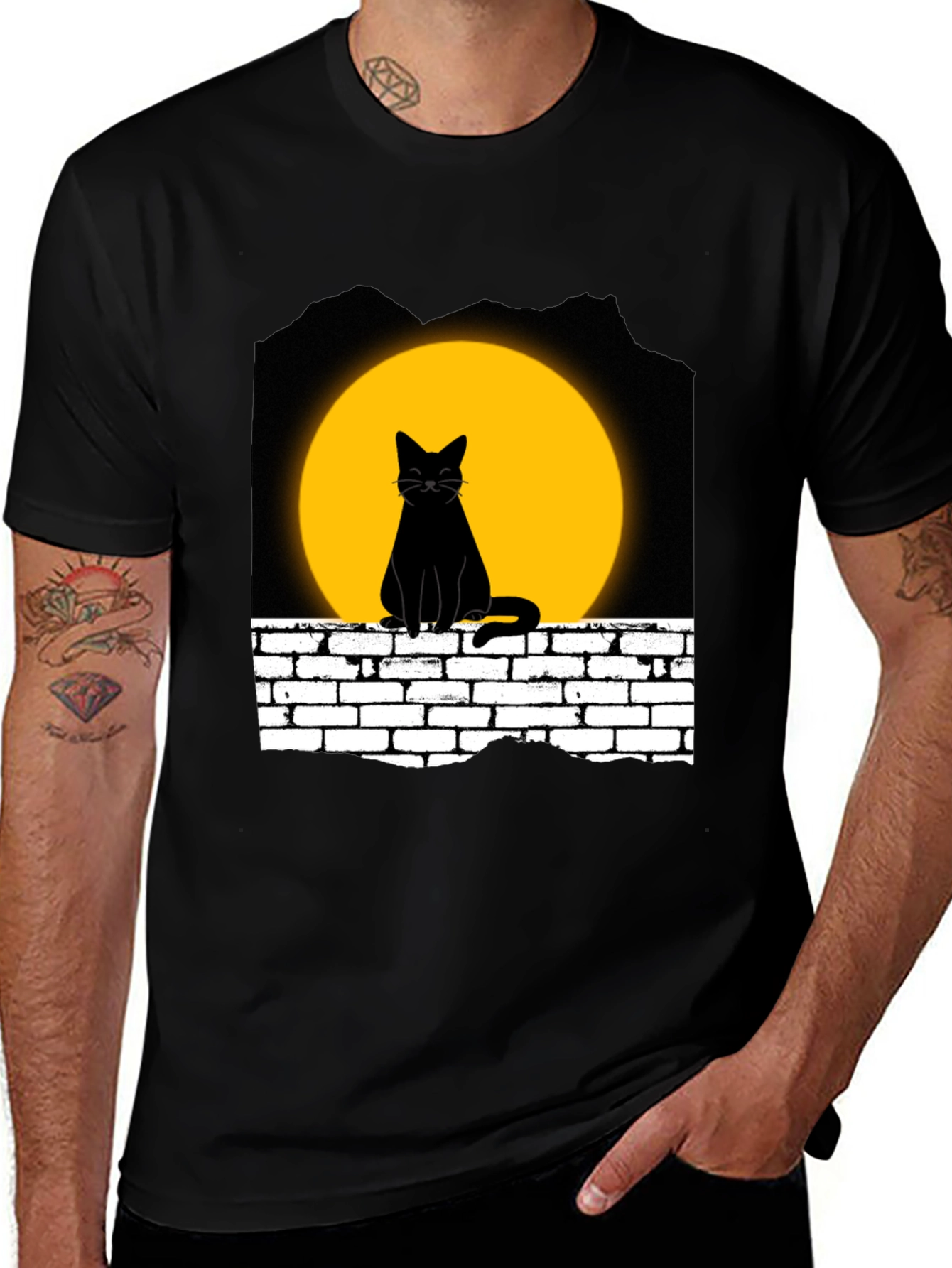 Variant 10 of Black Cat Moon T-Shirt - Unique Graphic Tee