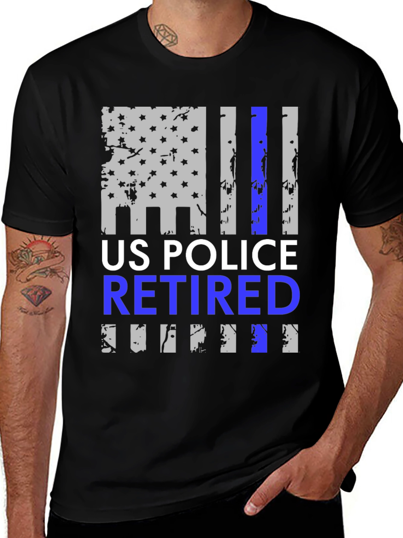 Variant 24 of US Police Retired Flag T-Shirt