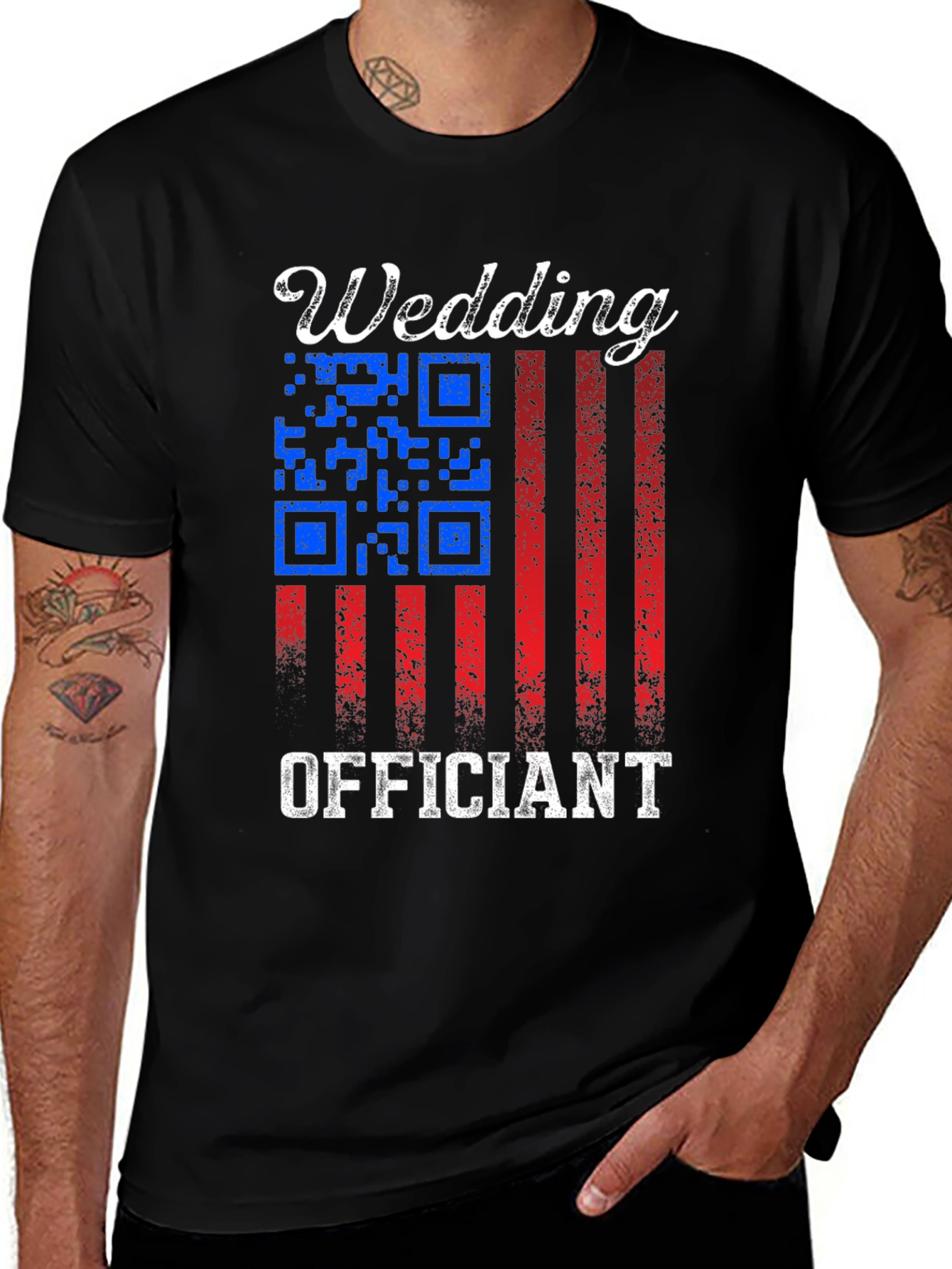 Variant 27 of Wedding Officiant USA Flag T-Shirt