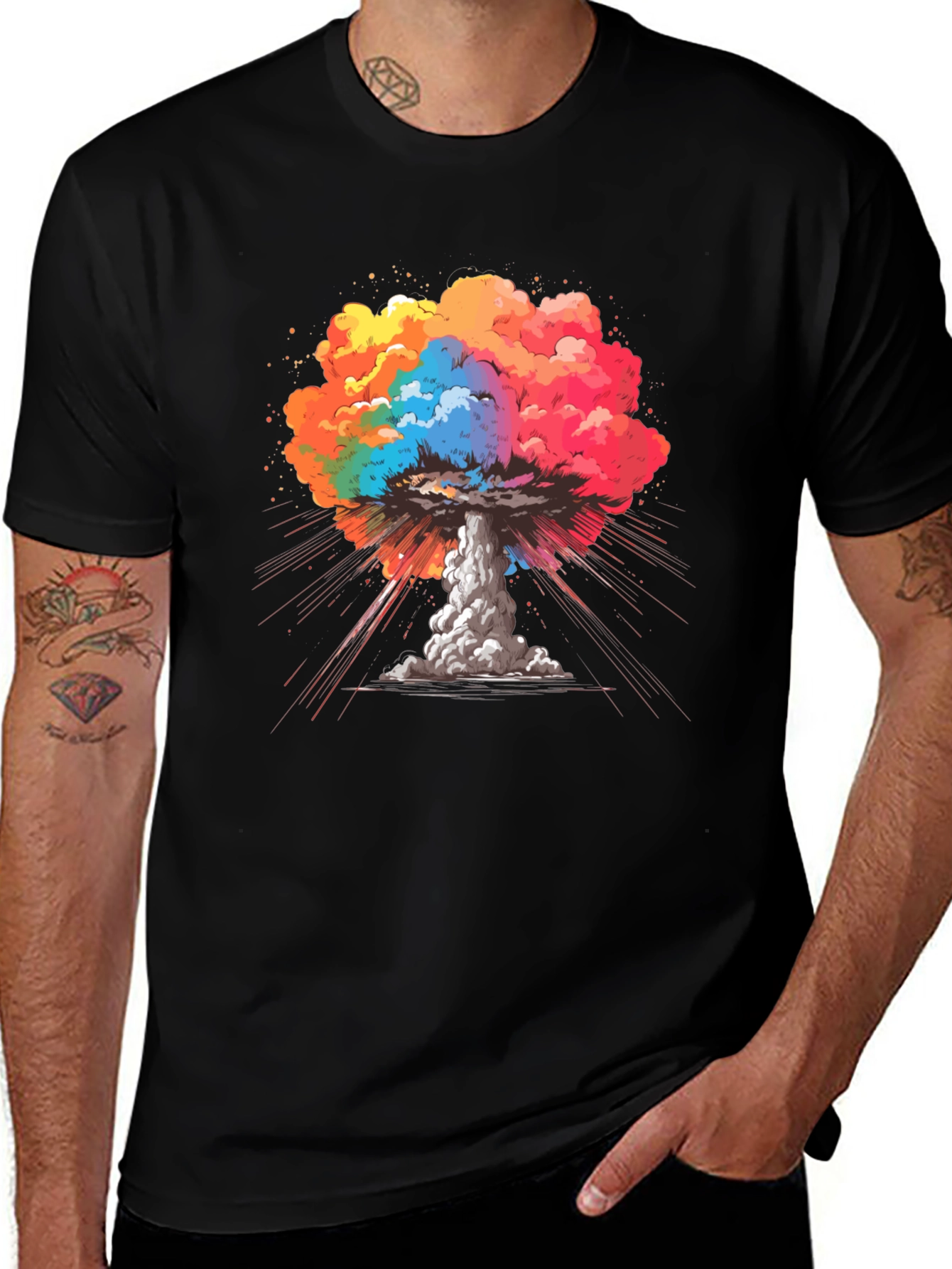 Variant 14 of Colorful Explosion Graphic Black T-Shirt