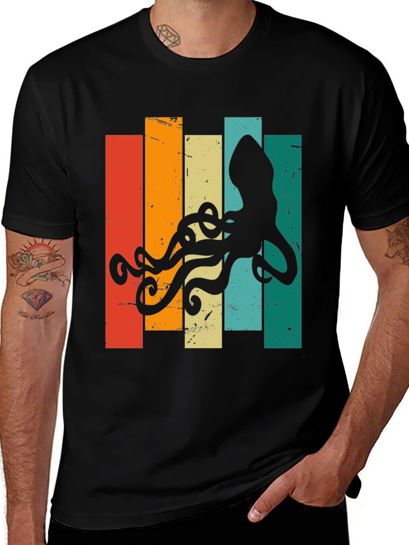 Variant 9 of Retro Octopus Graphic T-Shirt - Vintage Sea Life Tee