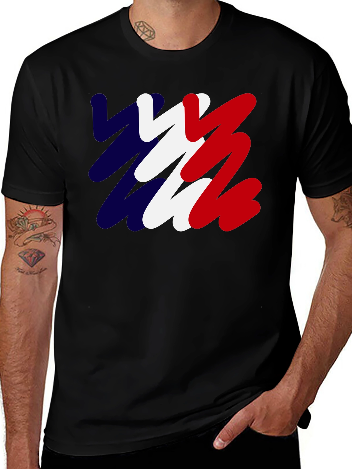 Variant 13 of Abstract France Flag Men's Black T-Shirt