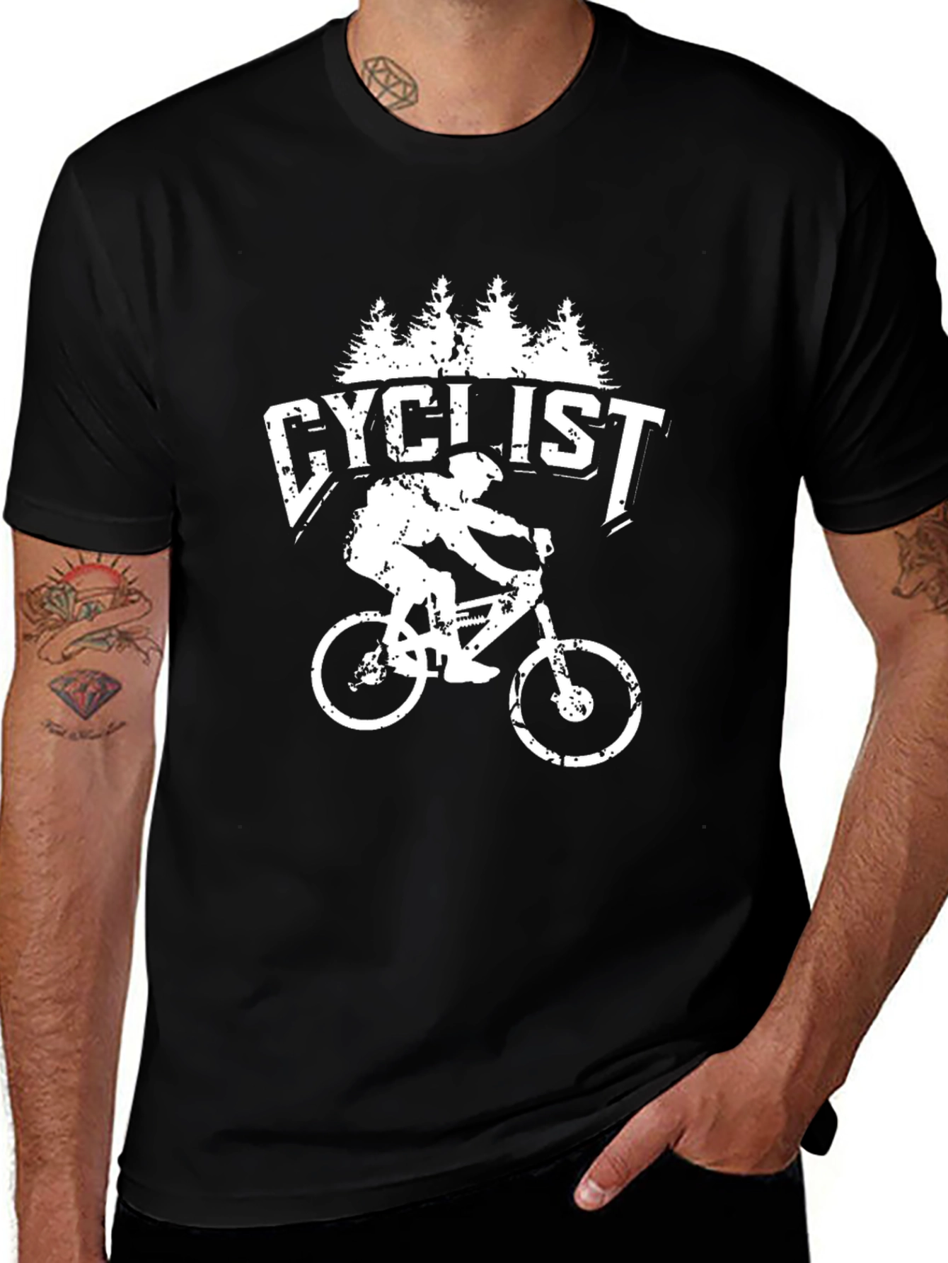 Variant 13 of Cyclist T-Shirt - Mountain Bike Design - Black