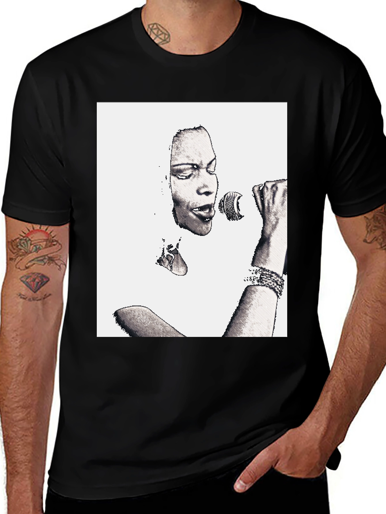 Retro Singer Graphic T-Shirt - Black Cotton Tee