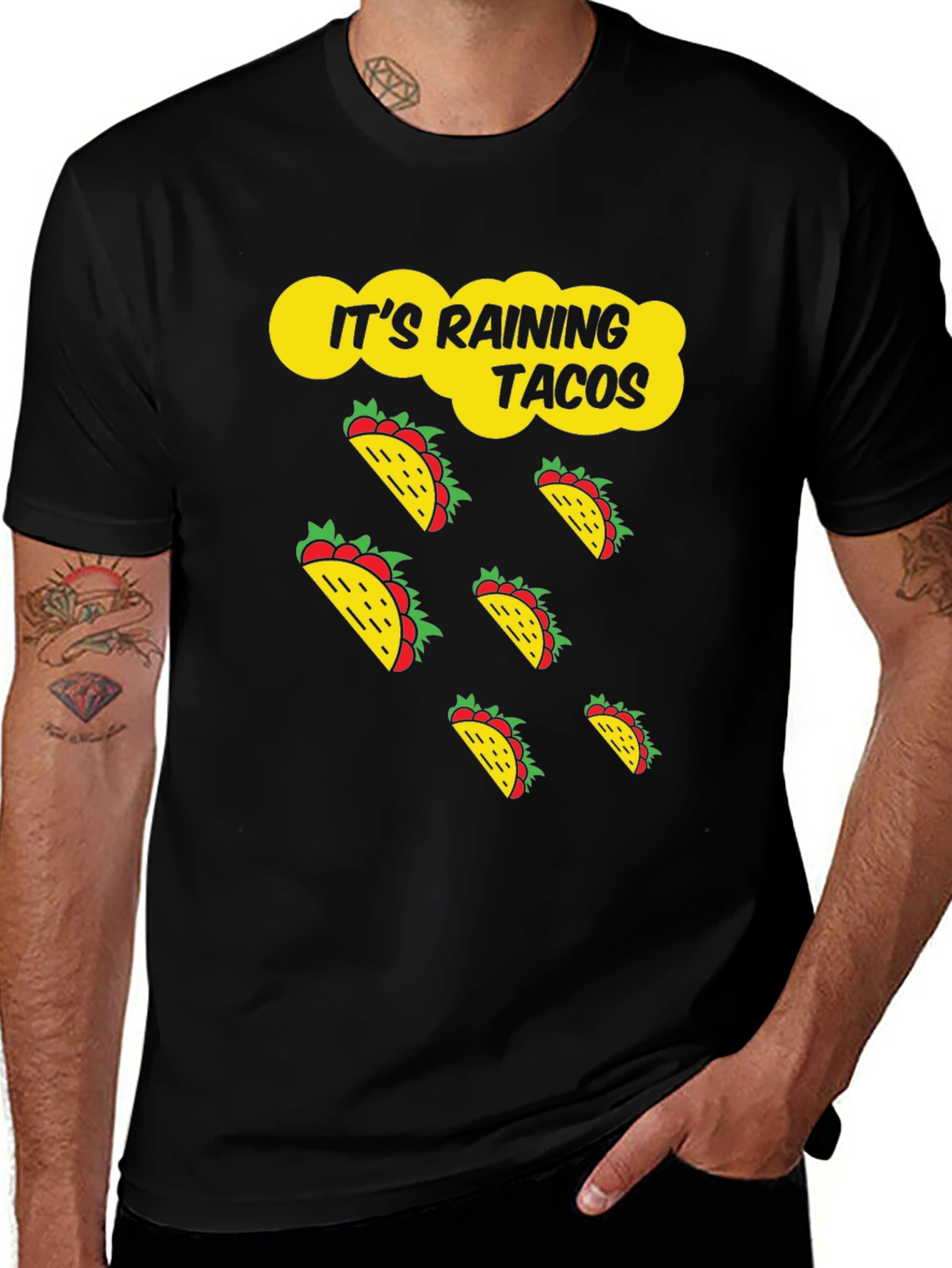 Variant 21 of It's Raining Tacos Black Graphic T-Shirt