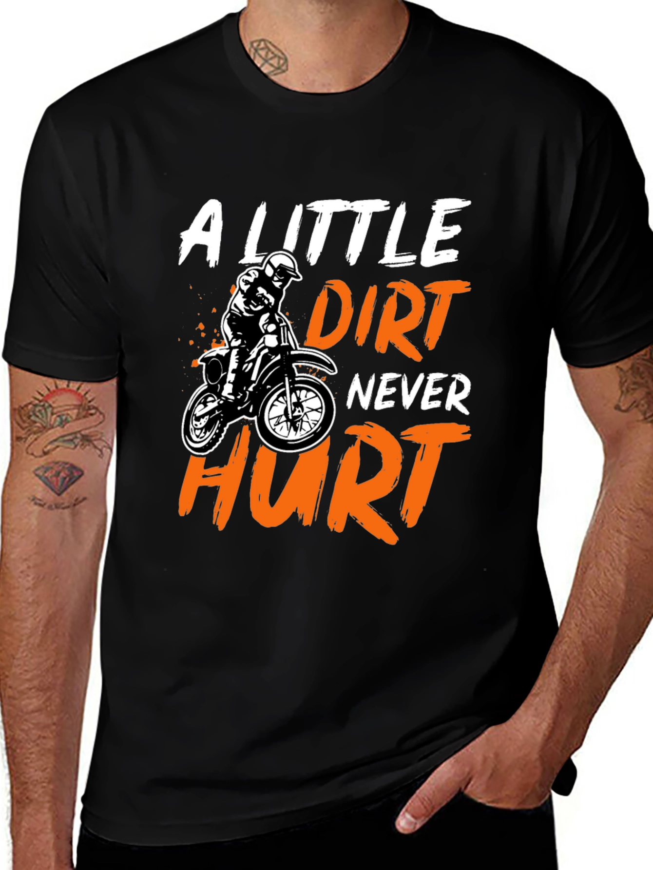 Variant 6 of Dirt Bike T-Shirt - A Little Dirt Never Hurt - Black