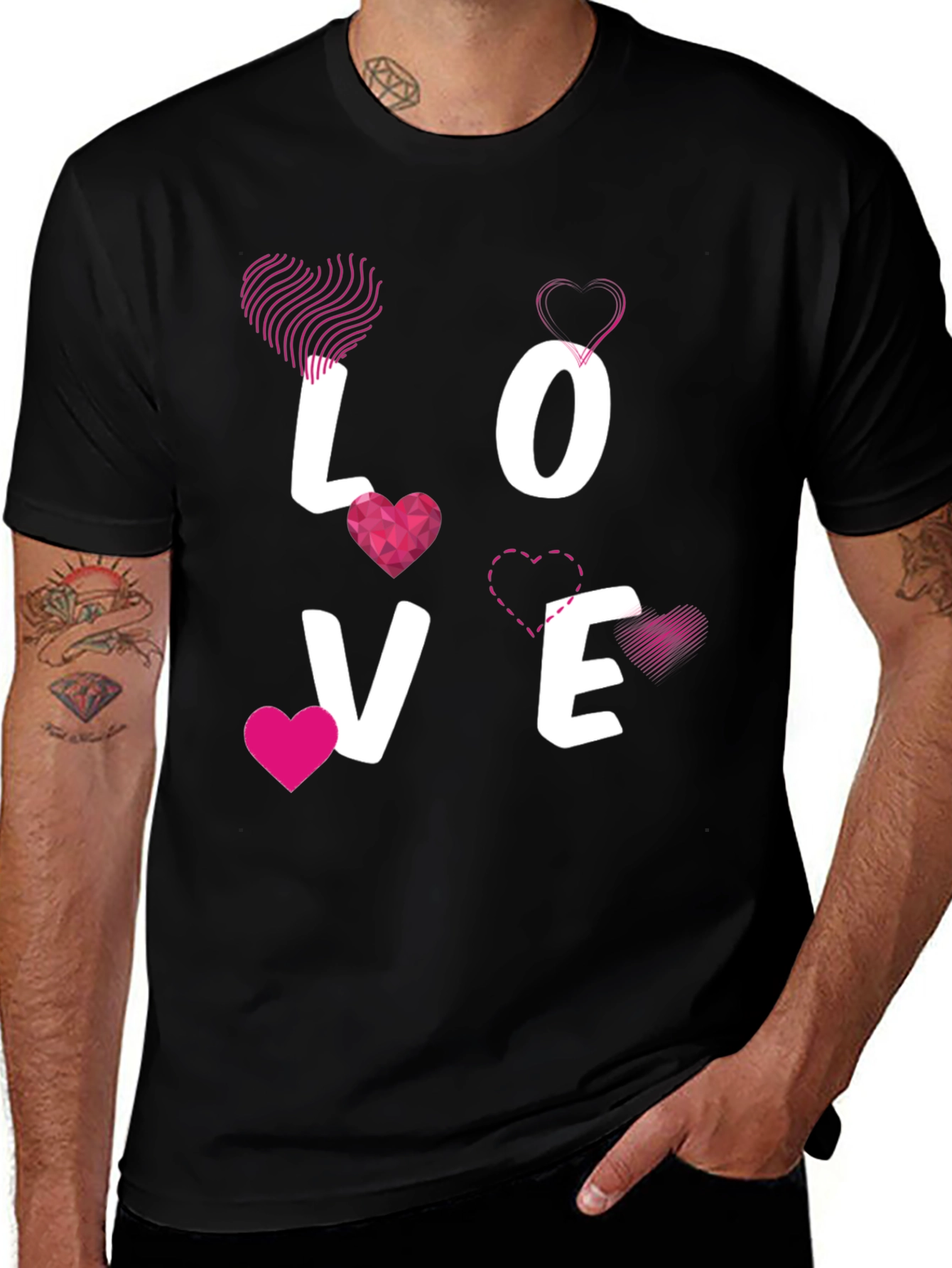 Variant 17 of Love Heart Valentine's Day Black Graphic Tee