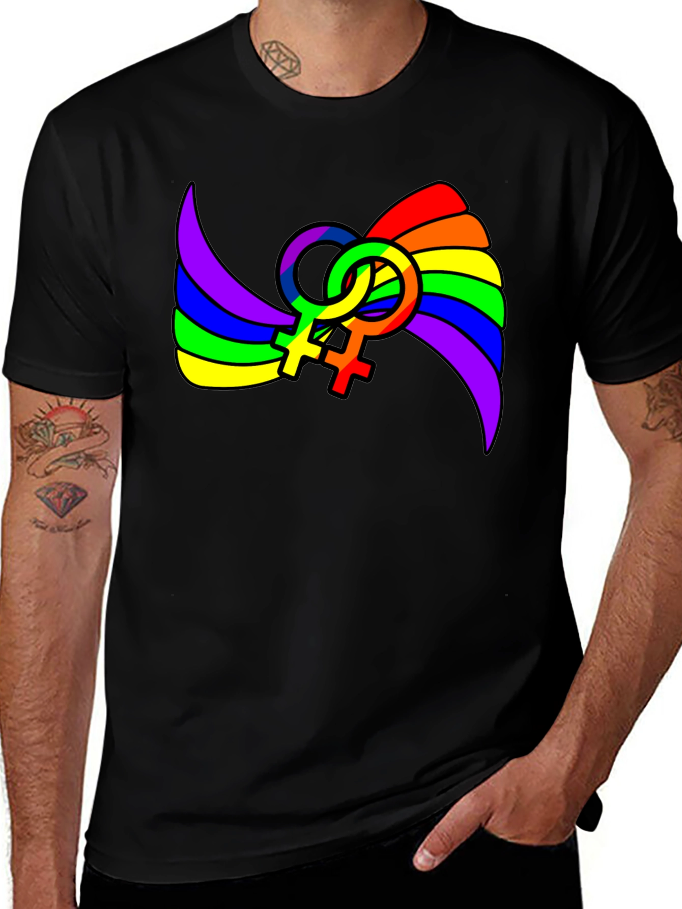 LGBT Pride T-Shirt: Rainbow Venus Symbol Tee