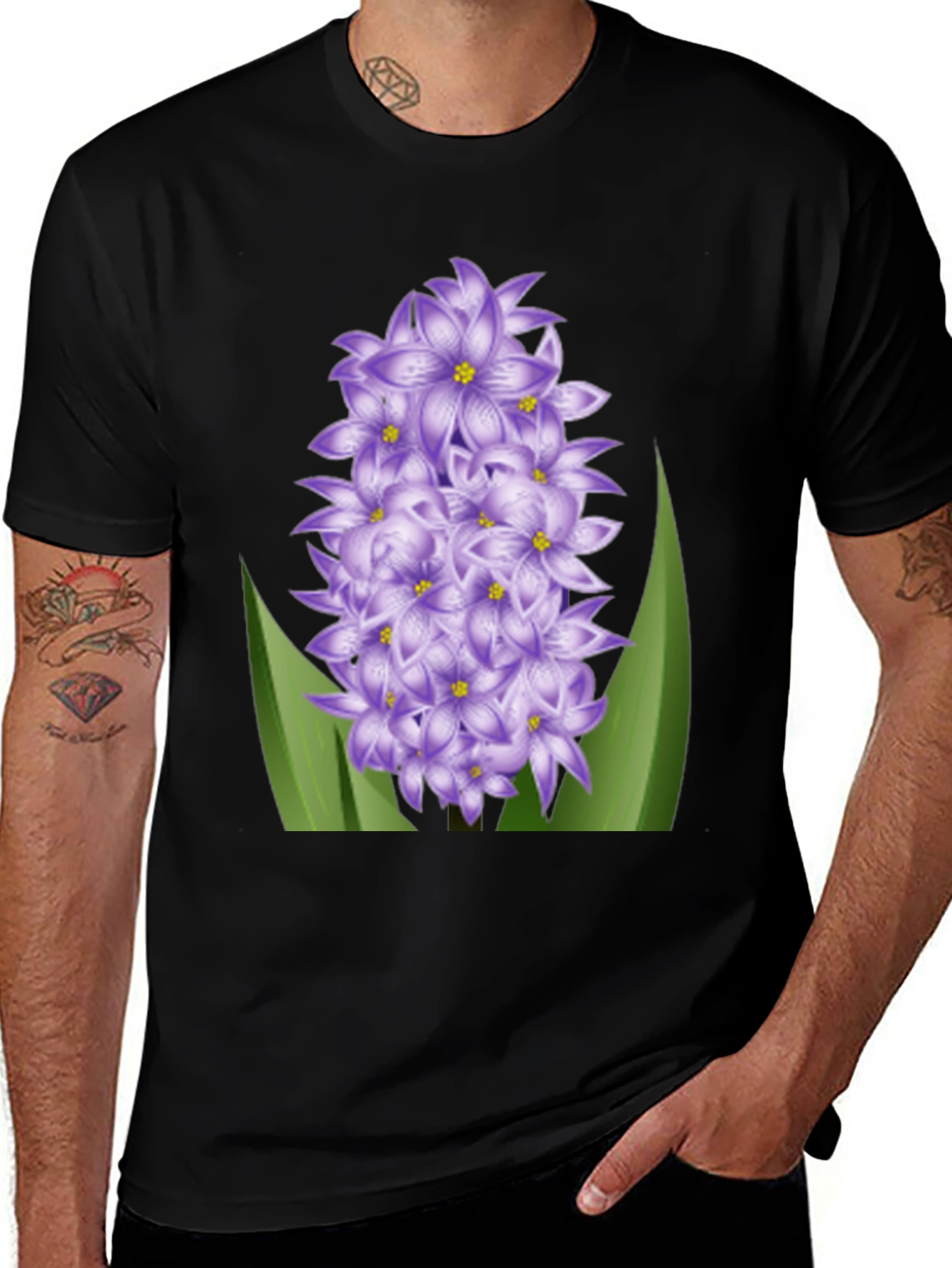 Variant 14 of Floral Graphic Tee - Purple Hyacinth Design