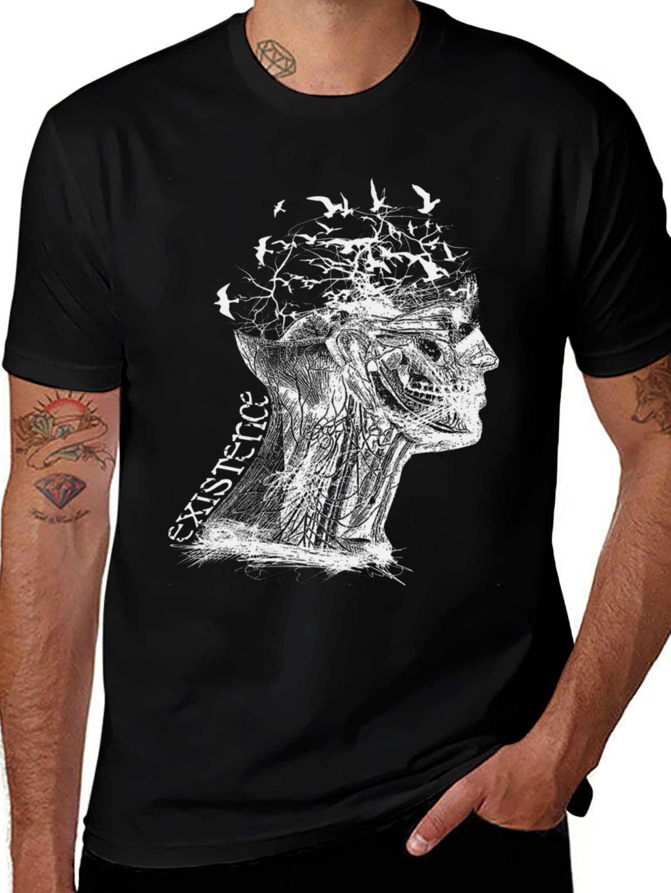 Black Existence Graphic Print Black T-Shirt main image