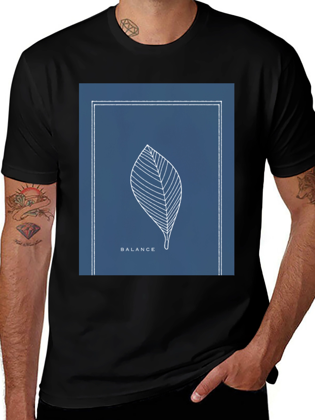 Variant 14 of Balance Leaf Graphic Tee - Minimalist Style