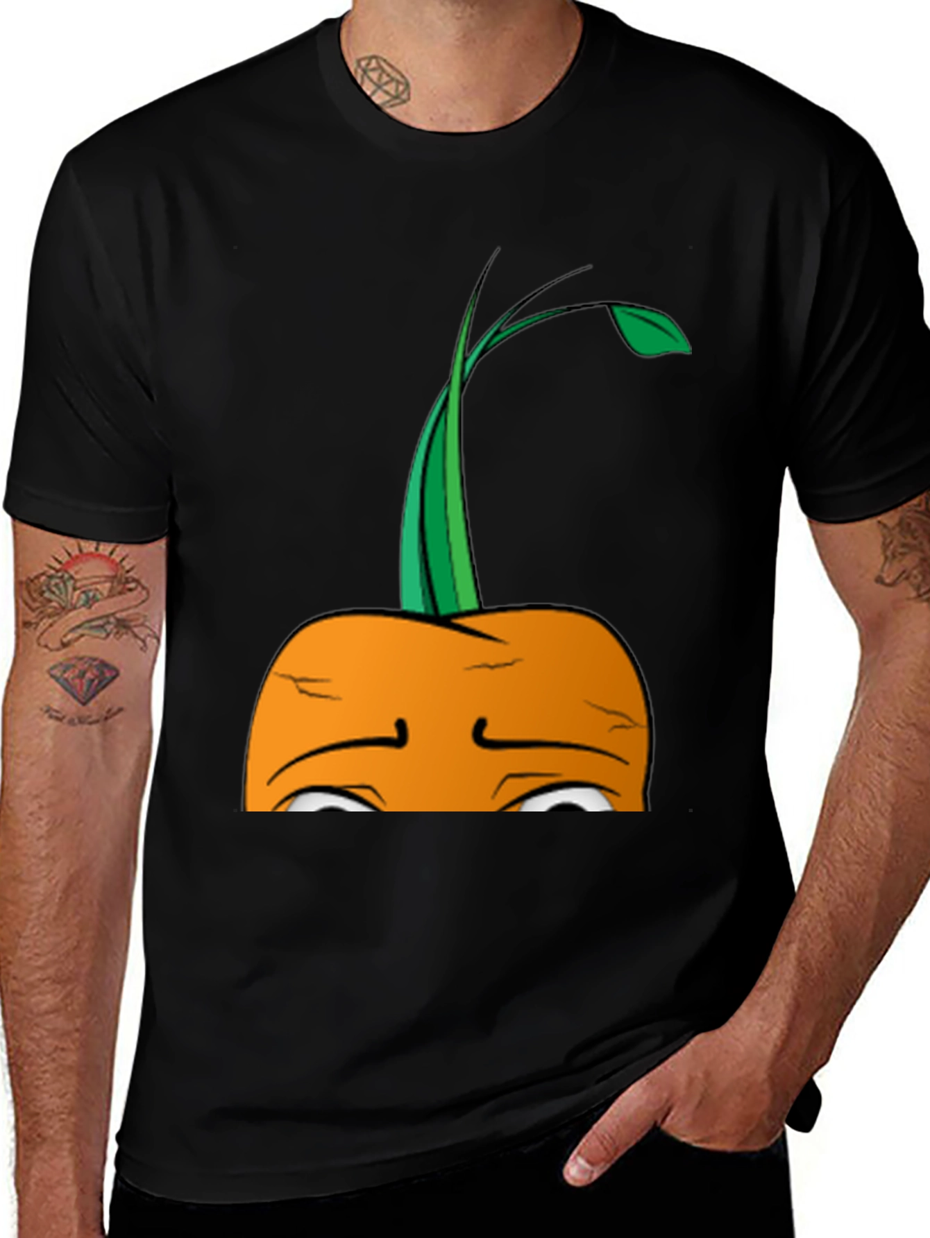 Variant 29 of Carrot Character Graphic Tee - Black